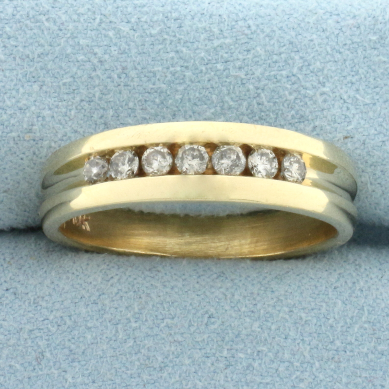 Mens Channel Set Diamond Wedding or Anniversary Band Ring in 10k Yellow ...