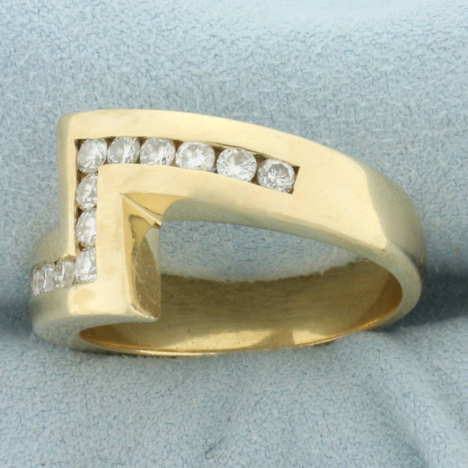 Mens Diamond Lightning Bolt Design Ring in 14k Yellow Gold Property Room