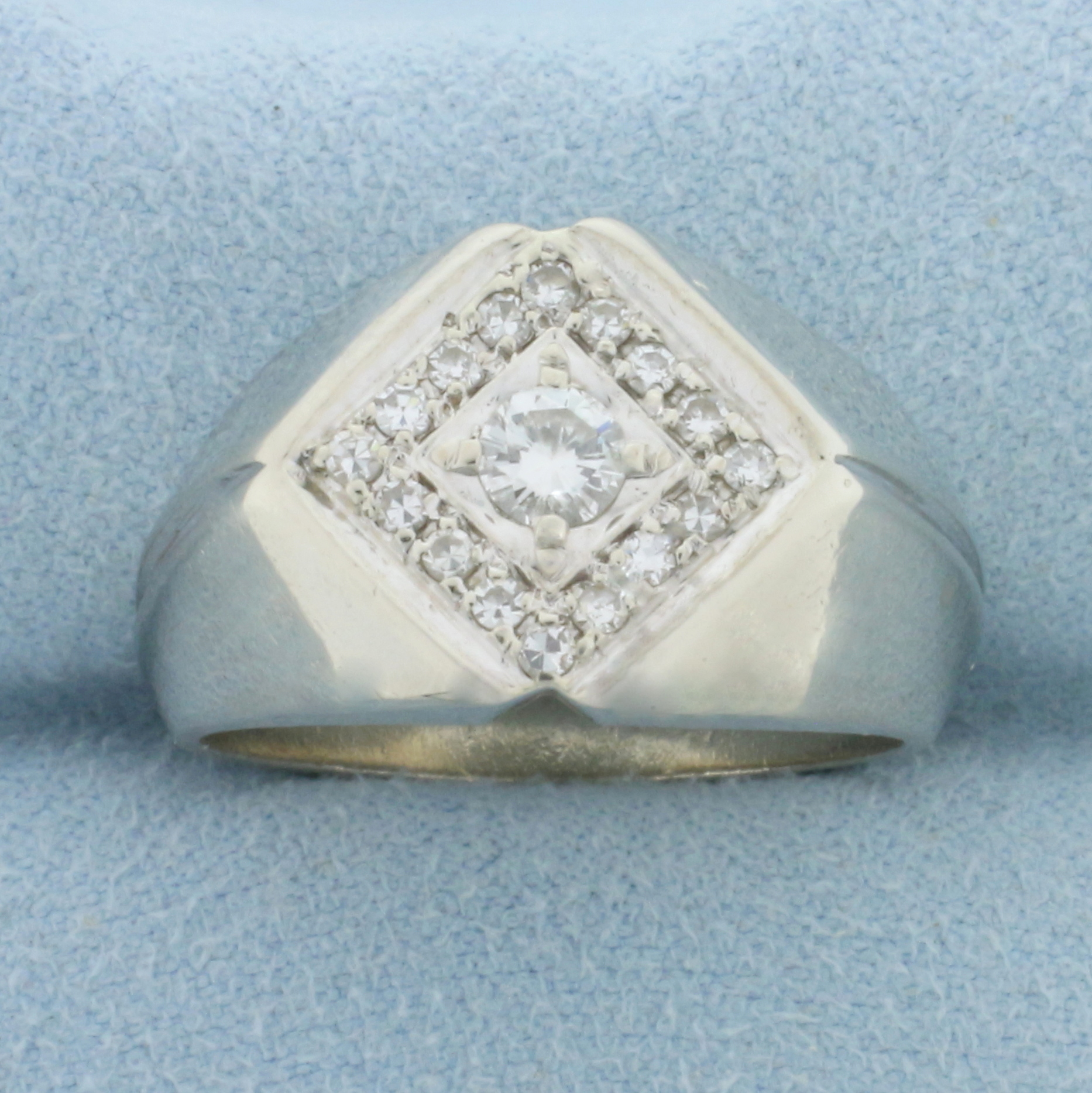 Mens Diamond Statement Ring in 14k White Gold