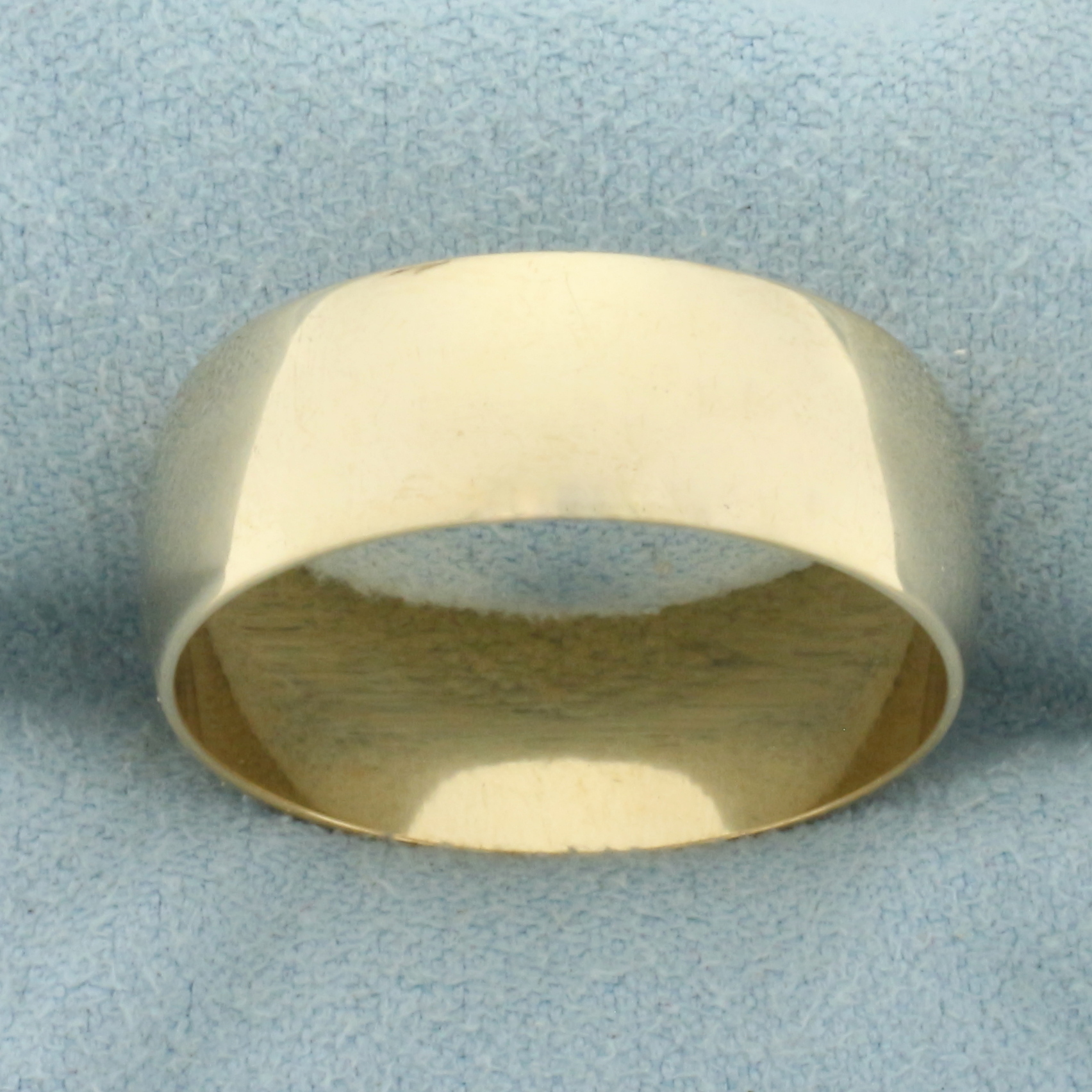Mens Half Dome Wide Wedding Band Ring in 14k Yellow Gold