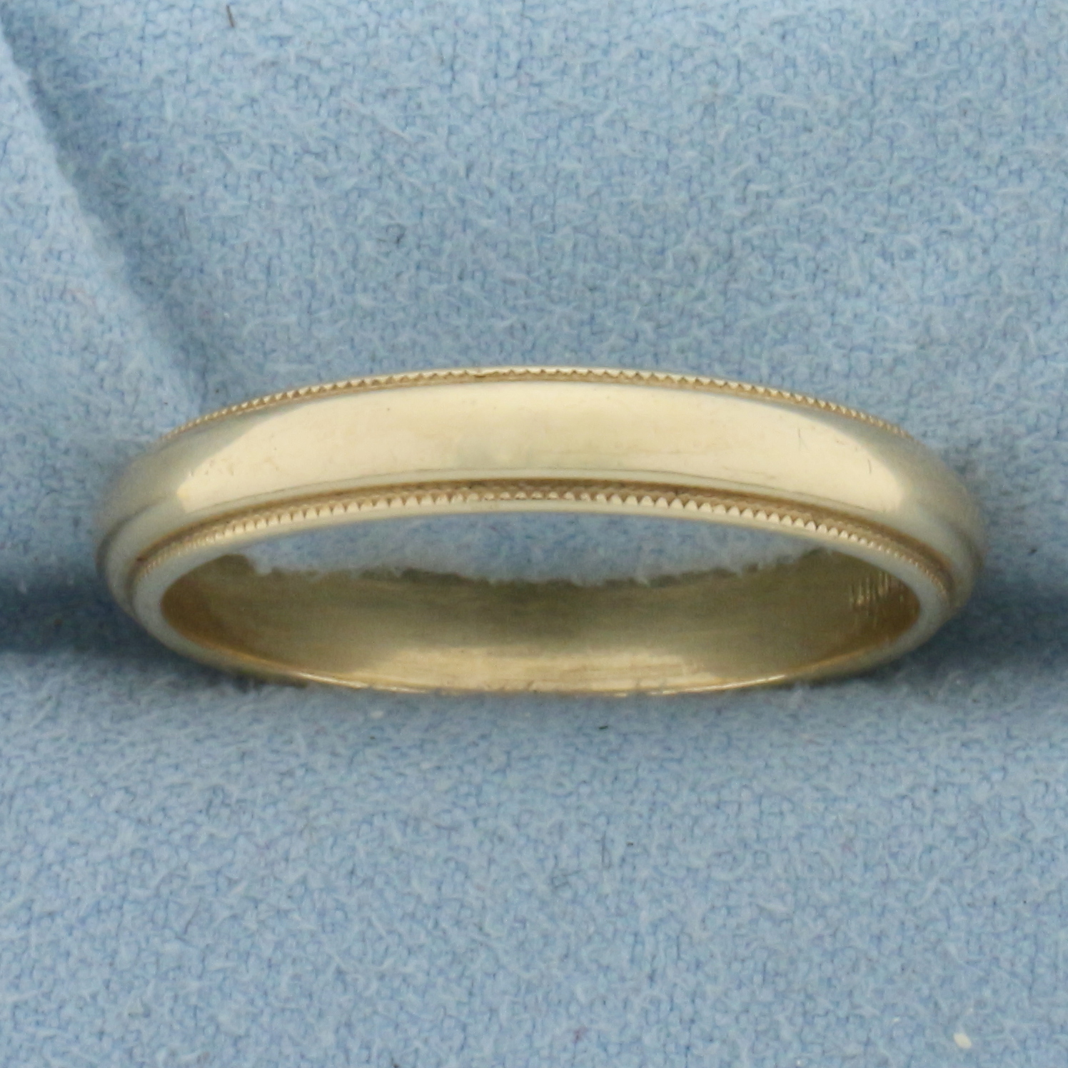 Mens Milgrain Beaded Edge Wedding Band Ring in 14K Yellow Gold
