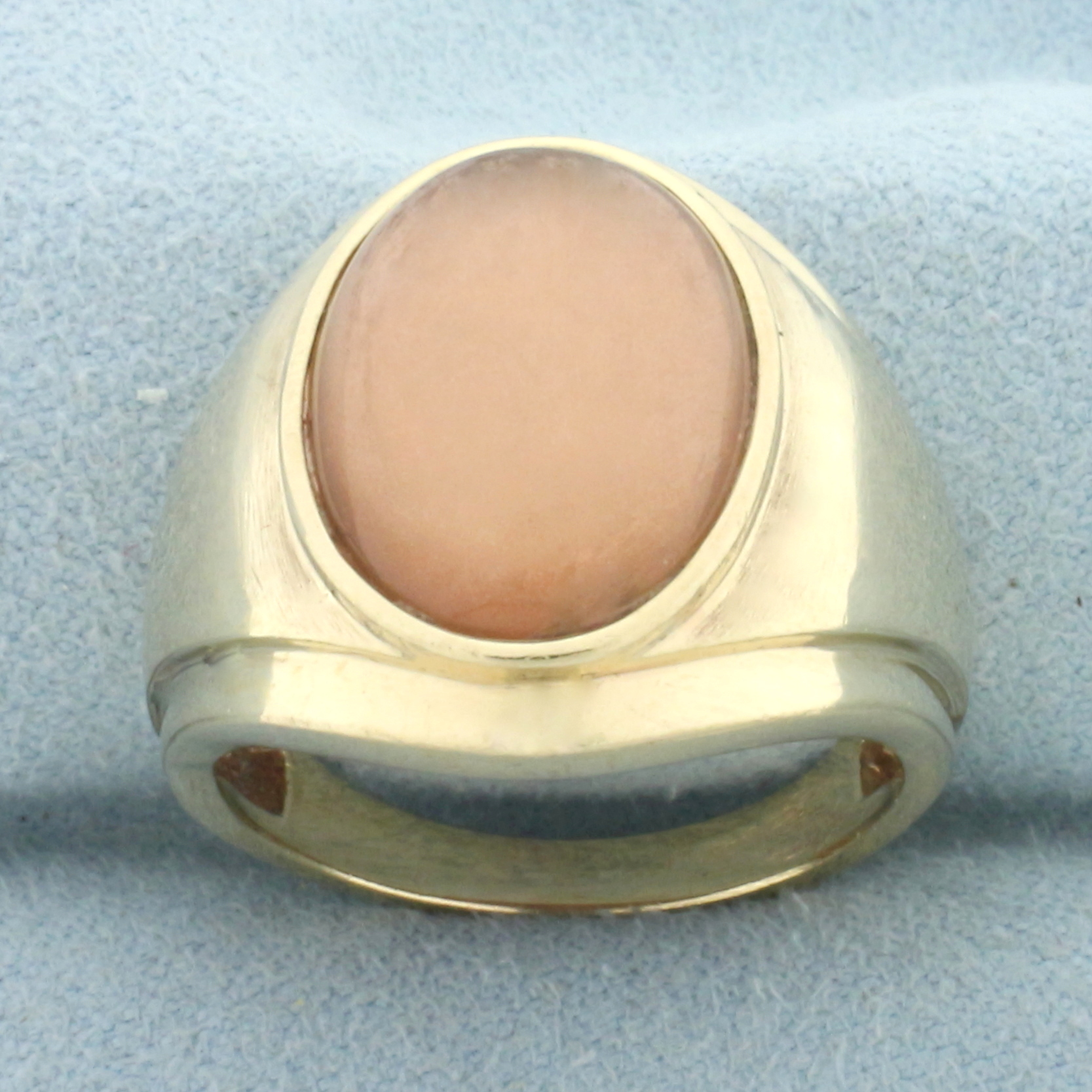 Mens Morganite Doublet Statement Ring in 10k Yellow Gold