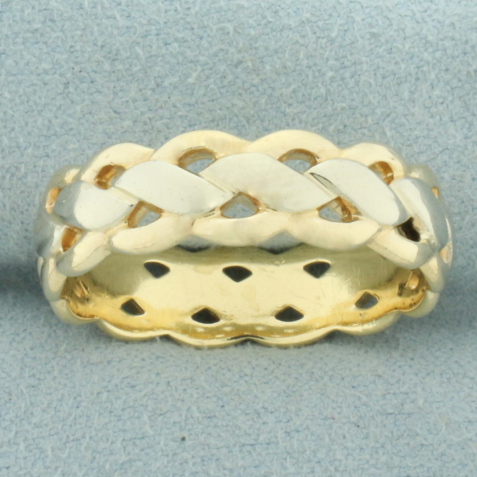 Mens Two Tone Braided Design Wedding Band Ring in 14k Yellow and White ...