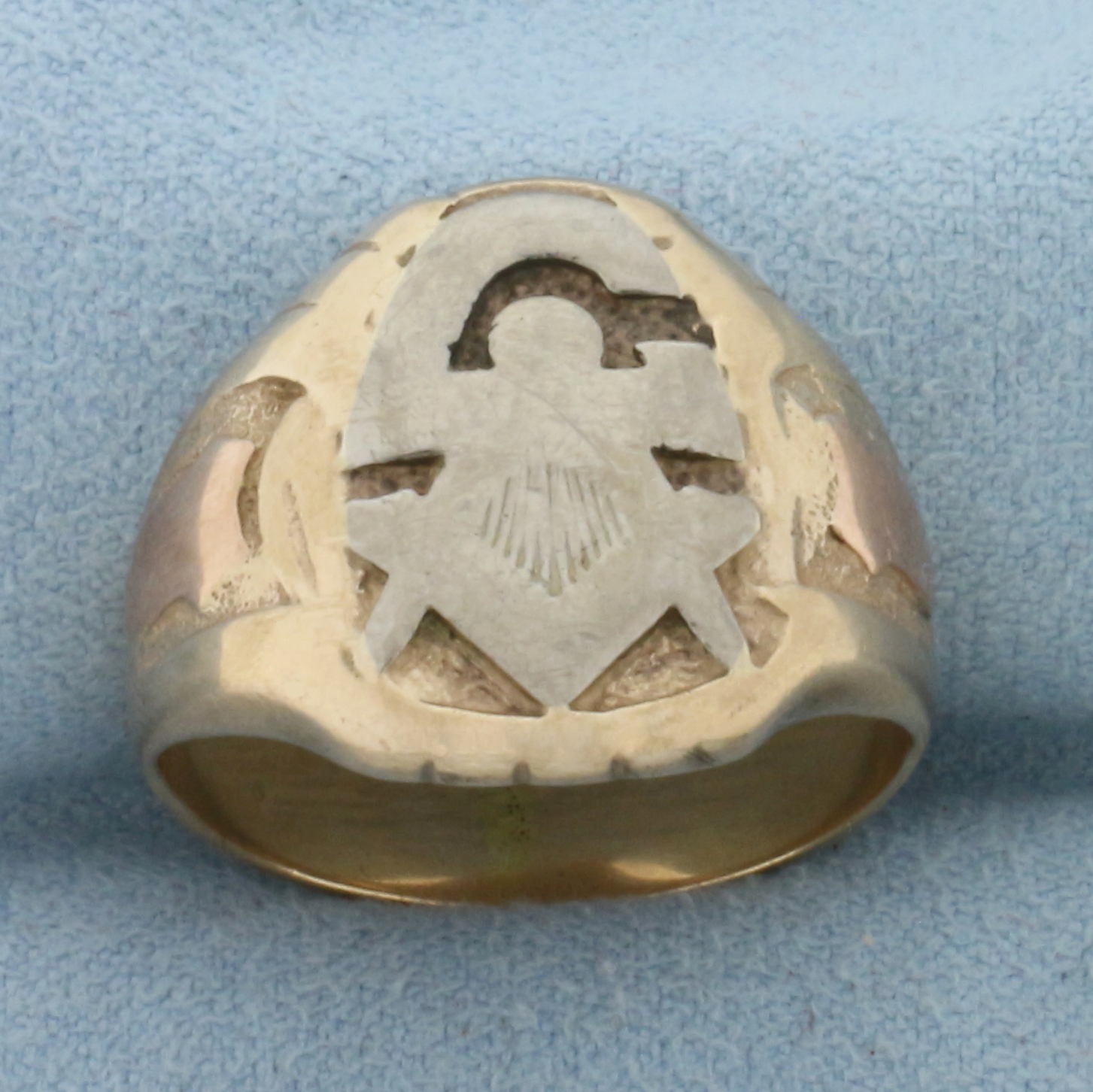 Mens Vintage Masonic Ring in 14k Yellow Gold