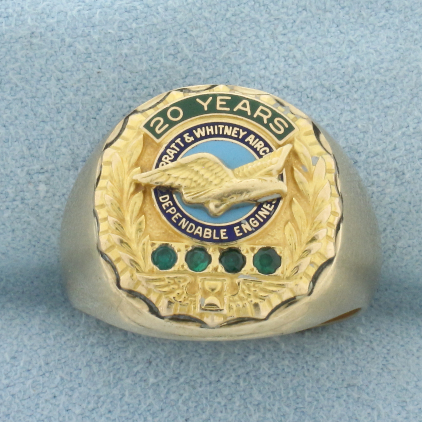 Mens Vintage Pratt and Whitney Aircraft Corporate Anniversary Ring in 10k and 14k Yellow Gold