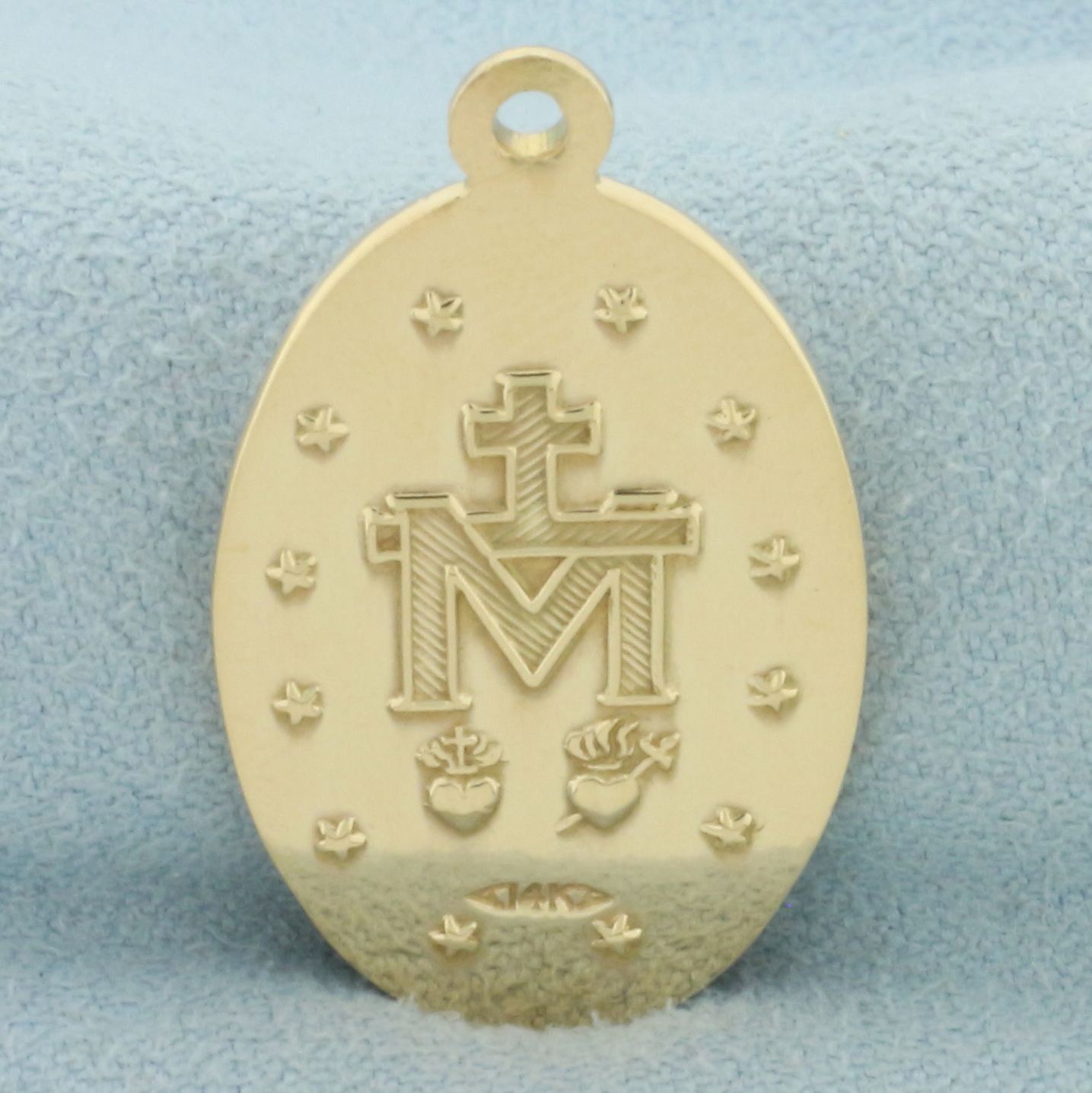 Miraculous Virgin Mary Religious Pendant in 14k Yellow Gold | Property Room
