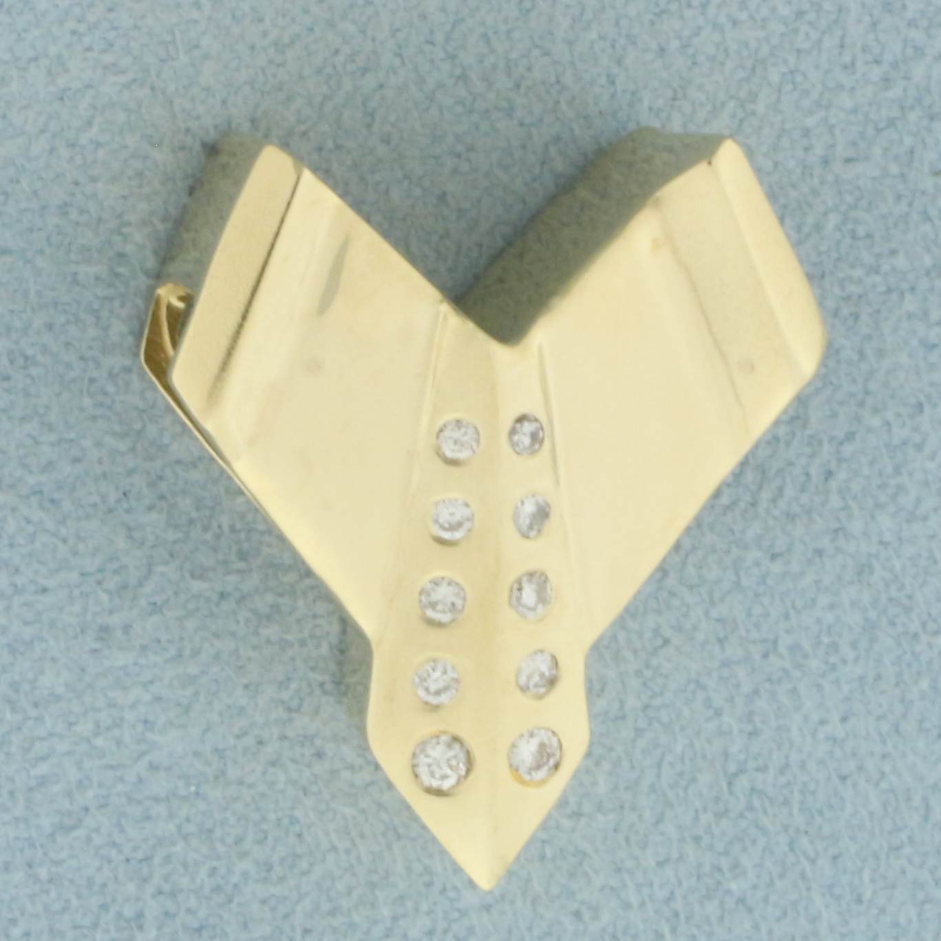 Modern Design Diamond Slide Pendant in 14k Yellow Gold