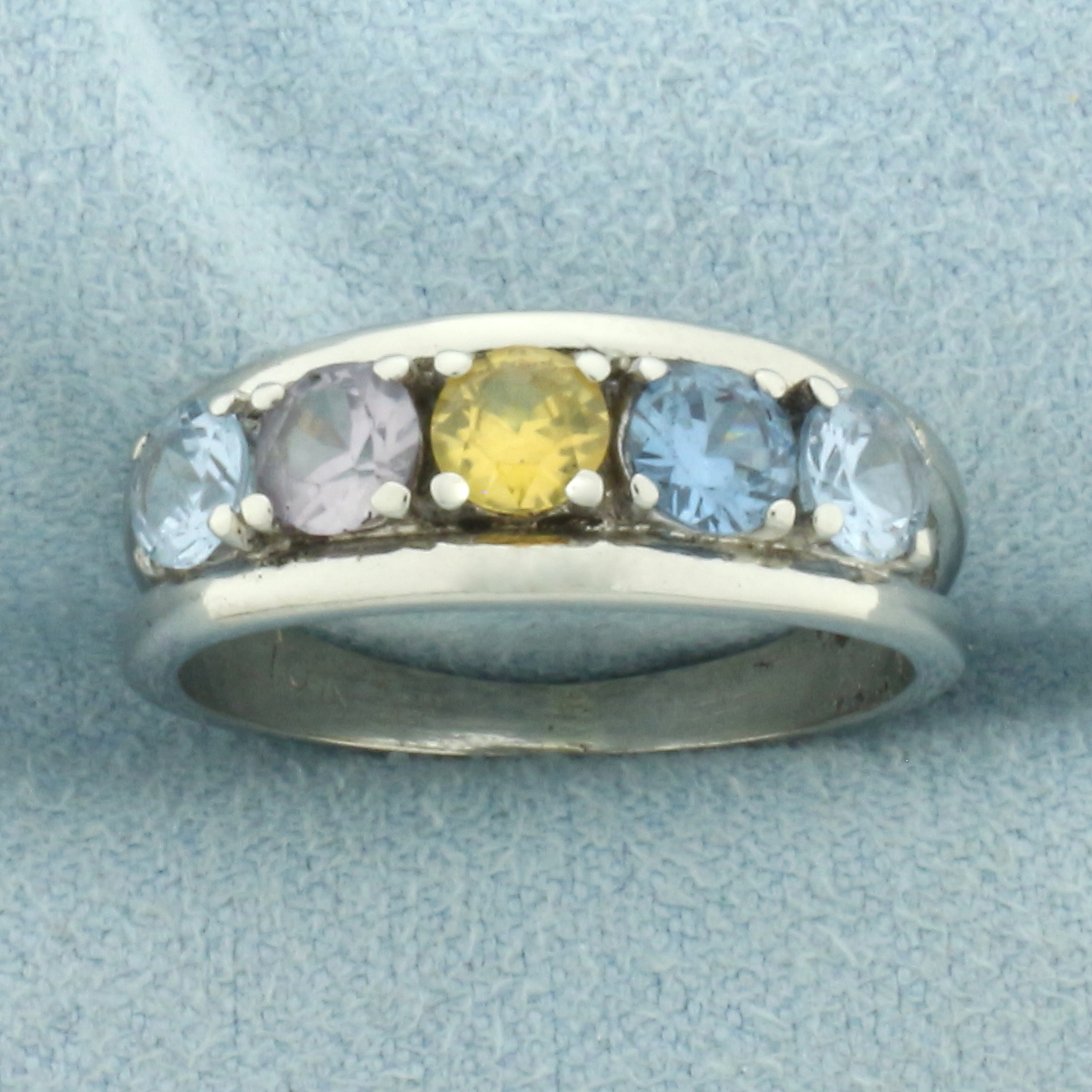 Multi Color Topaz Ring in 10k White Gold