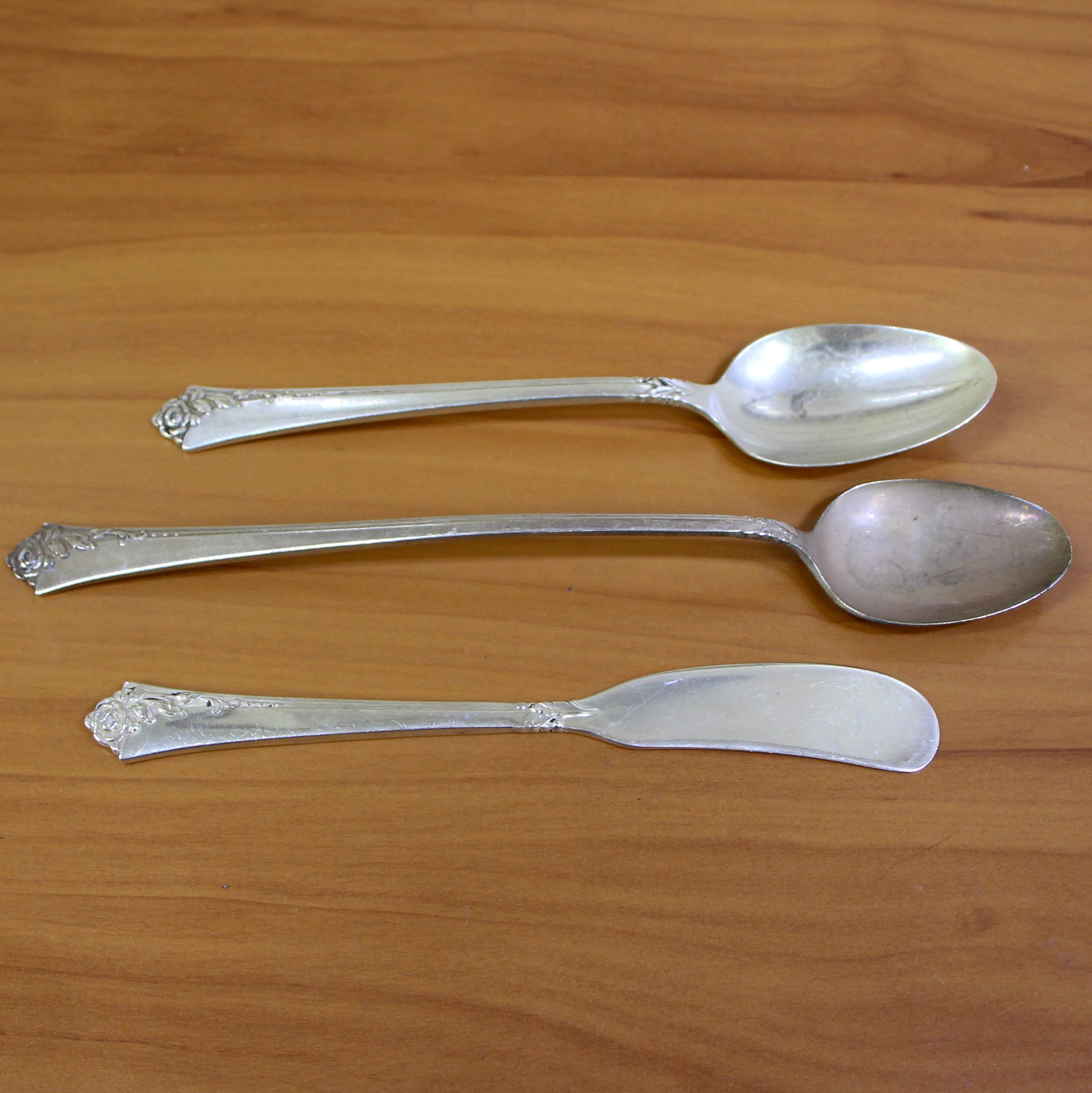 Oneida Heirloom Damask Rose Sterling Silver Flatware Set of 3