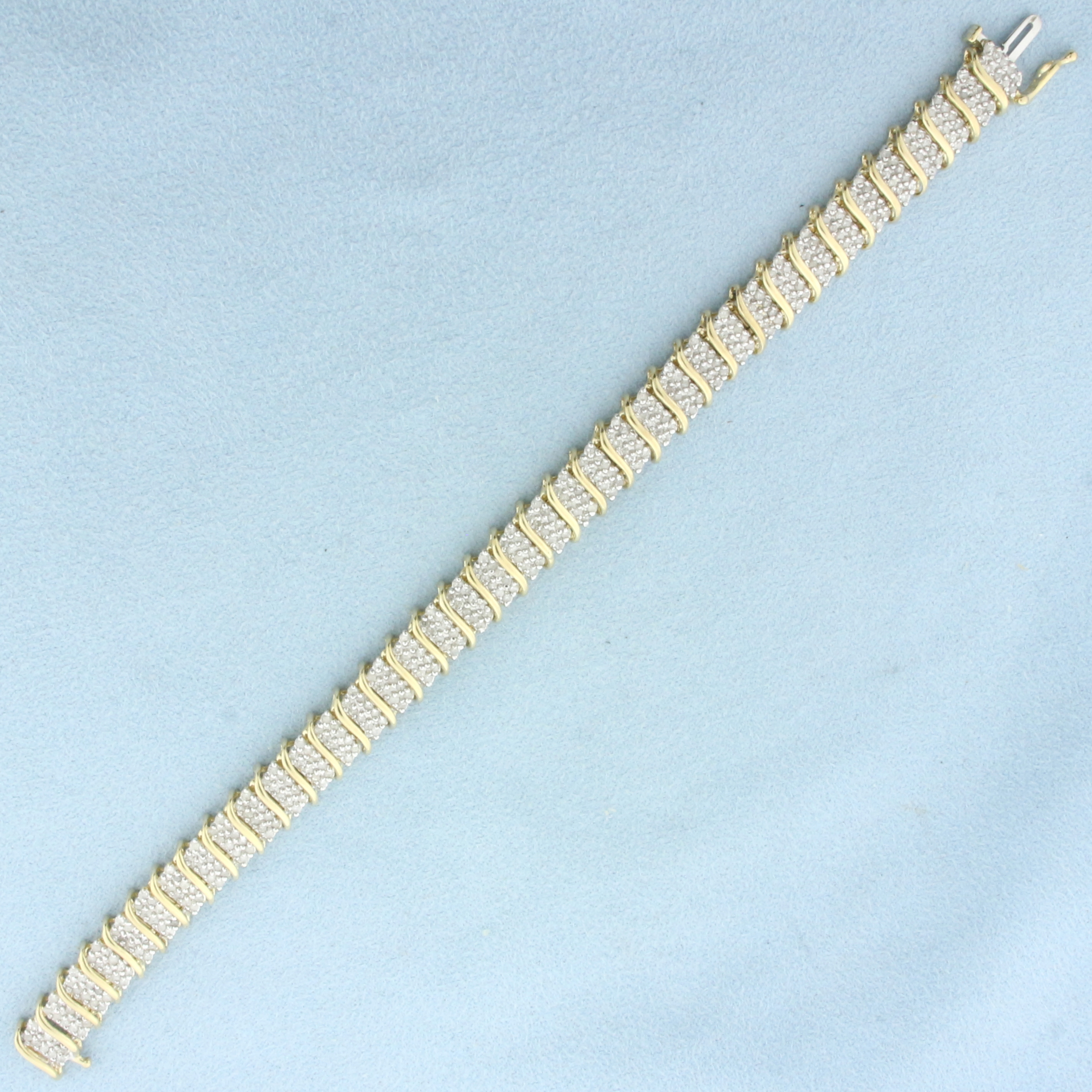 Pave Diamond Tennis Bracelet in 10k Yellow Gold