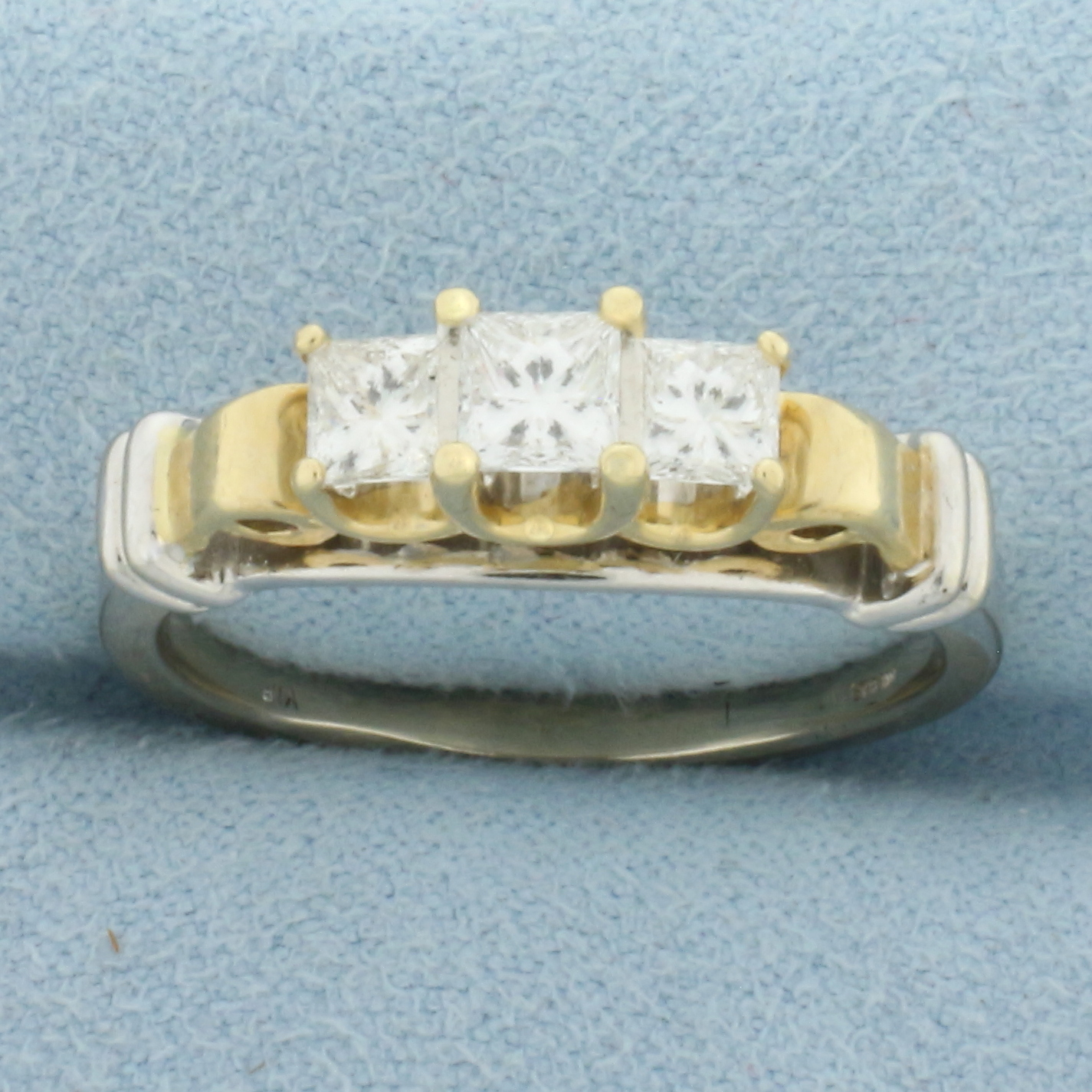 Princess Diamond Three Stone Wedding or Anniversary Ring in 14K Yellow and White Gold