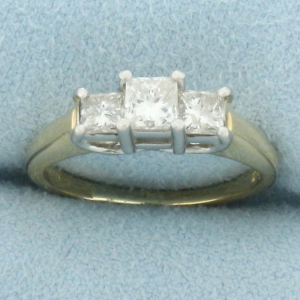 Princess Diamond Three Stone Wedding or Anniversary Ring in 14k Yellow Gold
