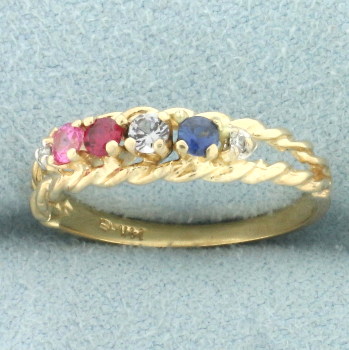 Rainbow Gemstone Rope Ring in 14k Yellow Gold | Property Room