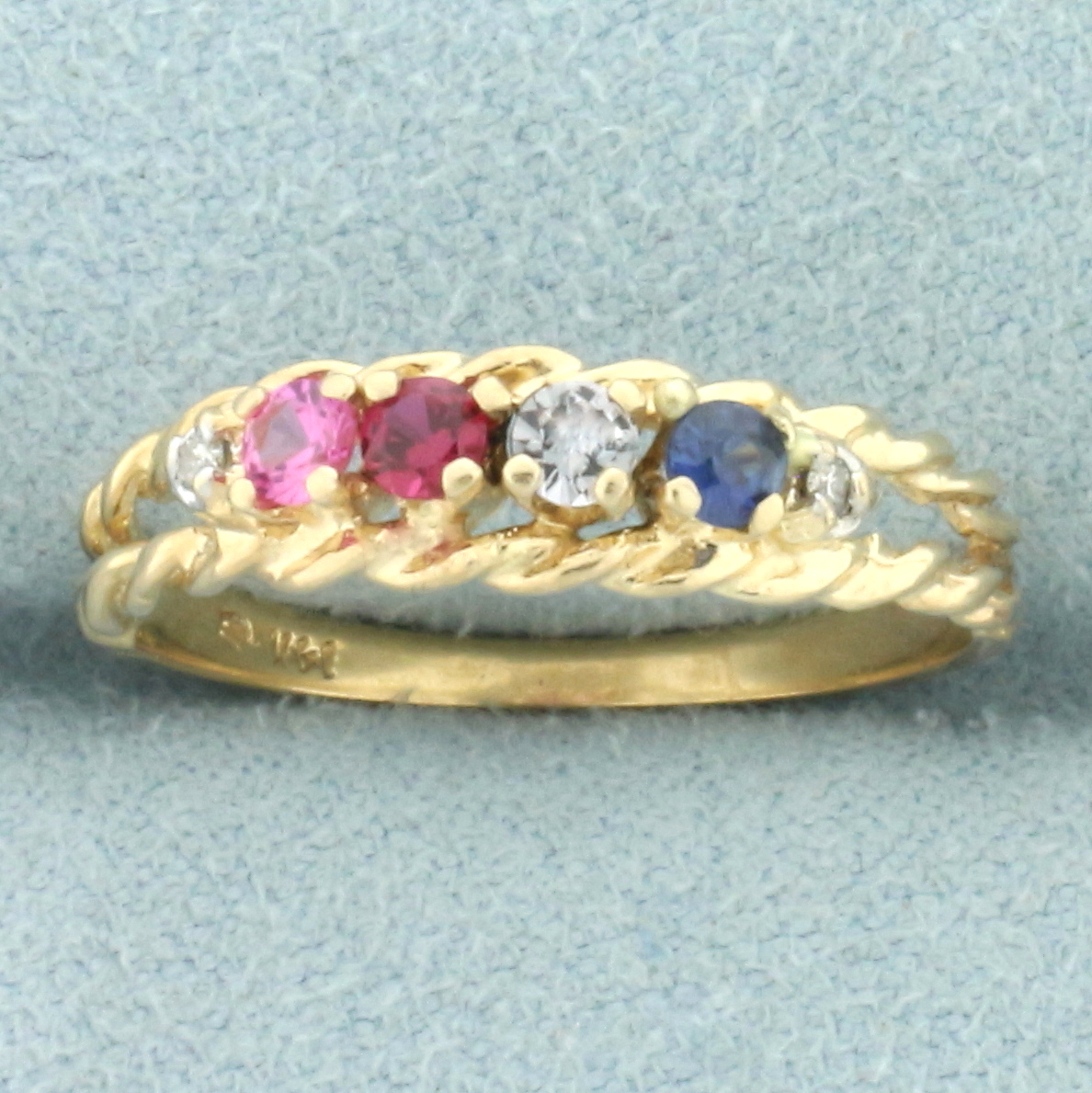 Rainbow Gemstone Rope Ring in 14k Yellow Gold | Property Room