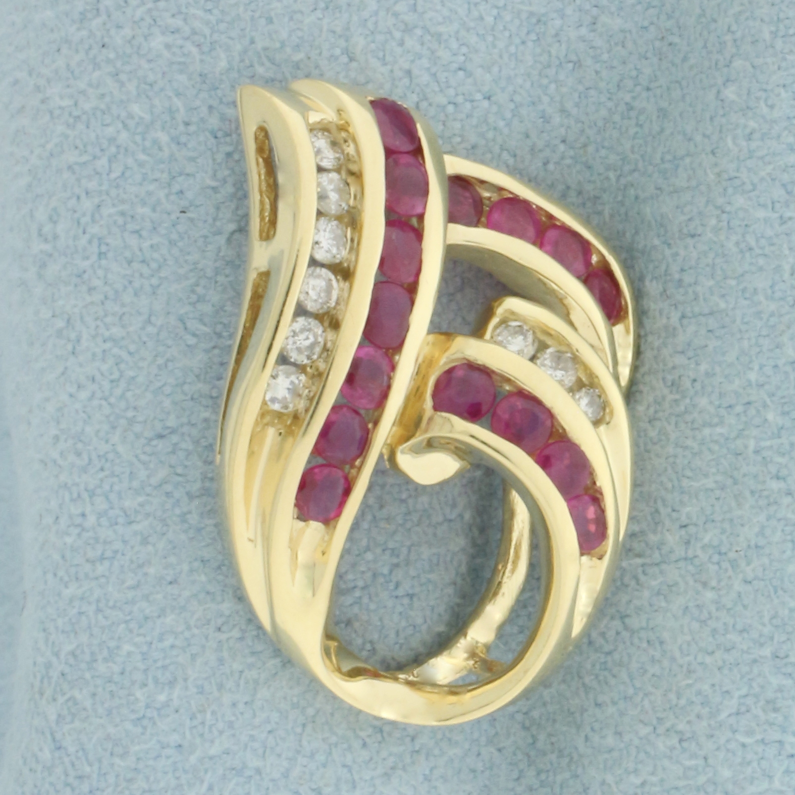 Ruby and Diamond Slide Pendant in 14k Yellow Gold