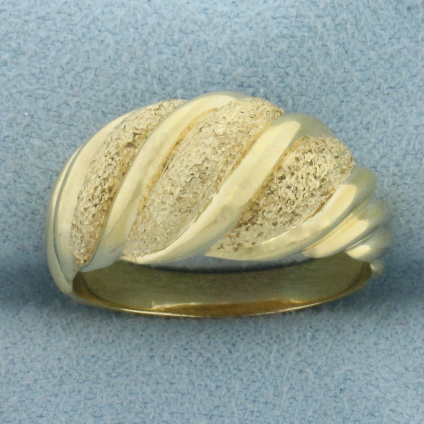 Sandblast Finish Dome Ring in 14k Yellow Gold