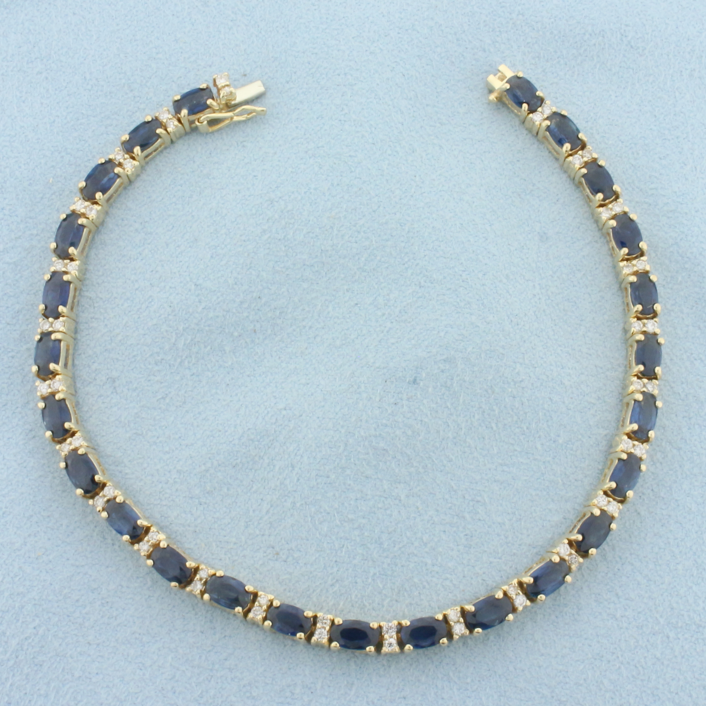 Sapphire and Diamond Tennis Bracelet in 14k Yellow Gold