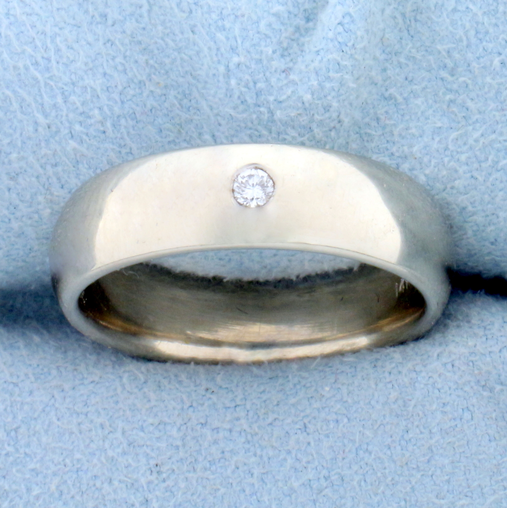 Solitaire Diamond Band Ring in 14K White Gold