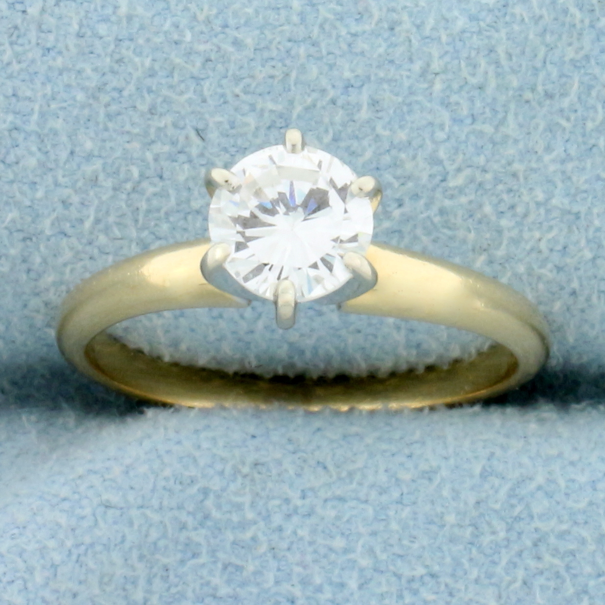Solitaire Diamond Engagement Ring in 14k Yellow and White Gold
