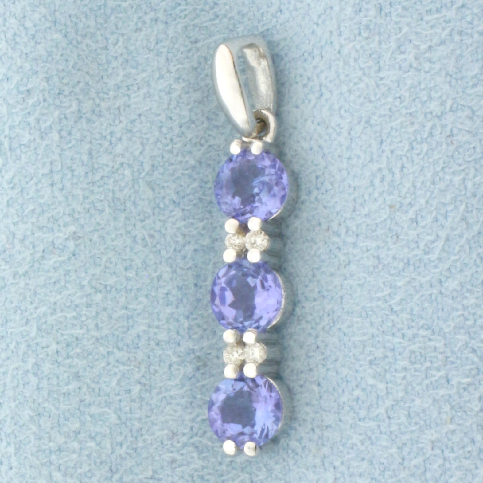 Tanzanite and Diamond Pendant in 14k White Gold