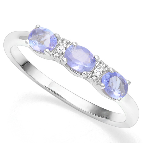 Tanzanite & Diamond Ring in Sterling Silver