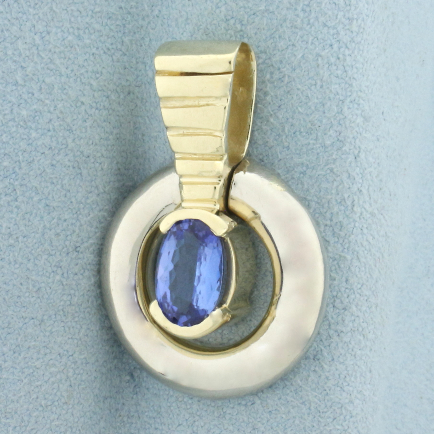 Tanzanite Two Tone Pendant in 14k Yellow and White Gold