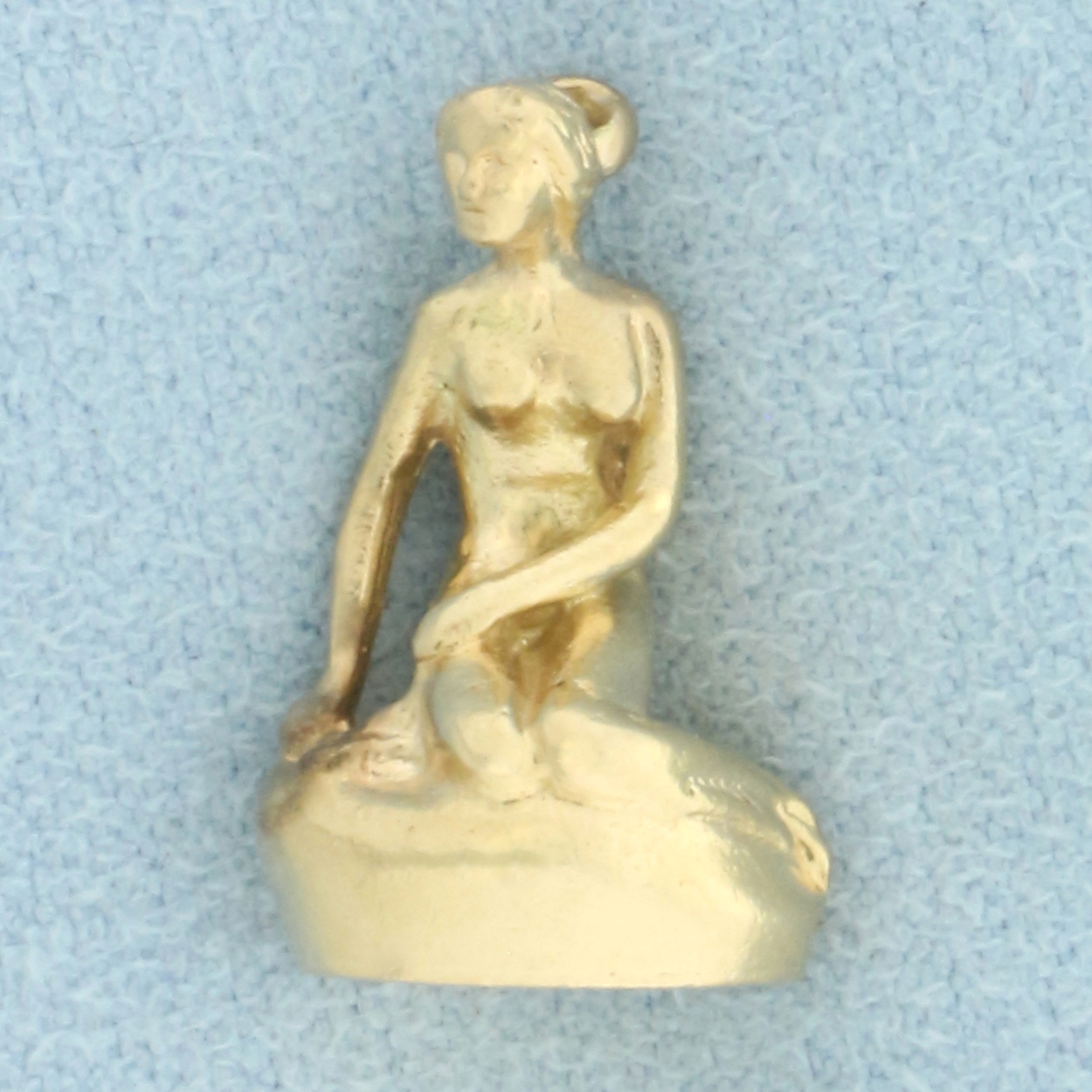 The Little Mermaid of Copenhagen Denmark Pendant or Charm in 14k Yellow Gold