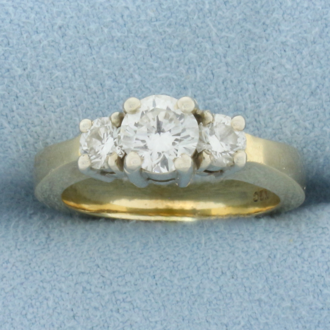 Three Stone Diamond Engagement or Anniversary Ring in 14k Yellow Gold