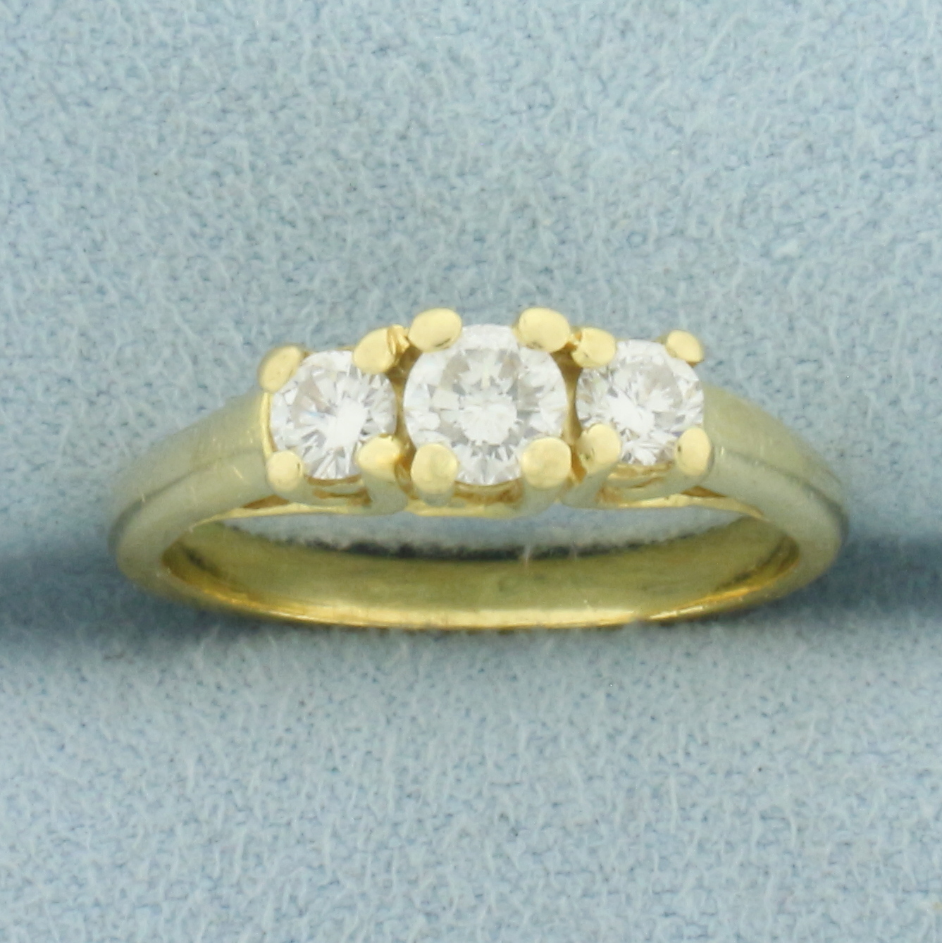 Three Stone Diamond Wedding or Anniversary Ring in 18k Yellow Gold