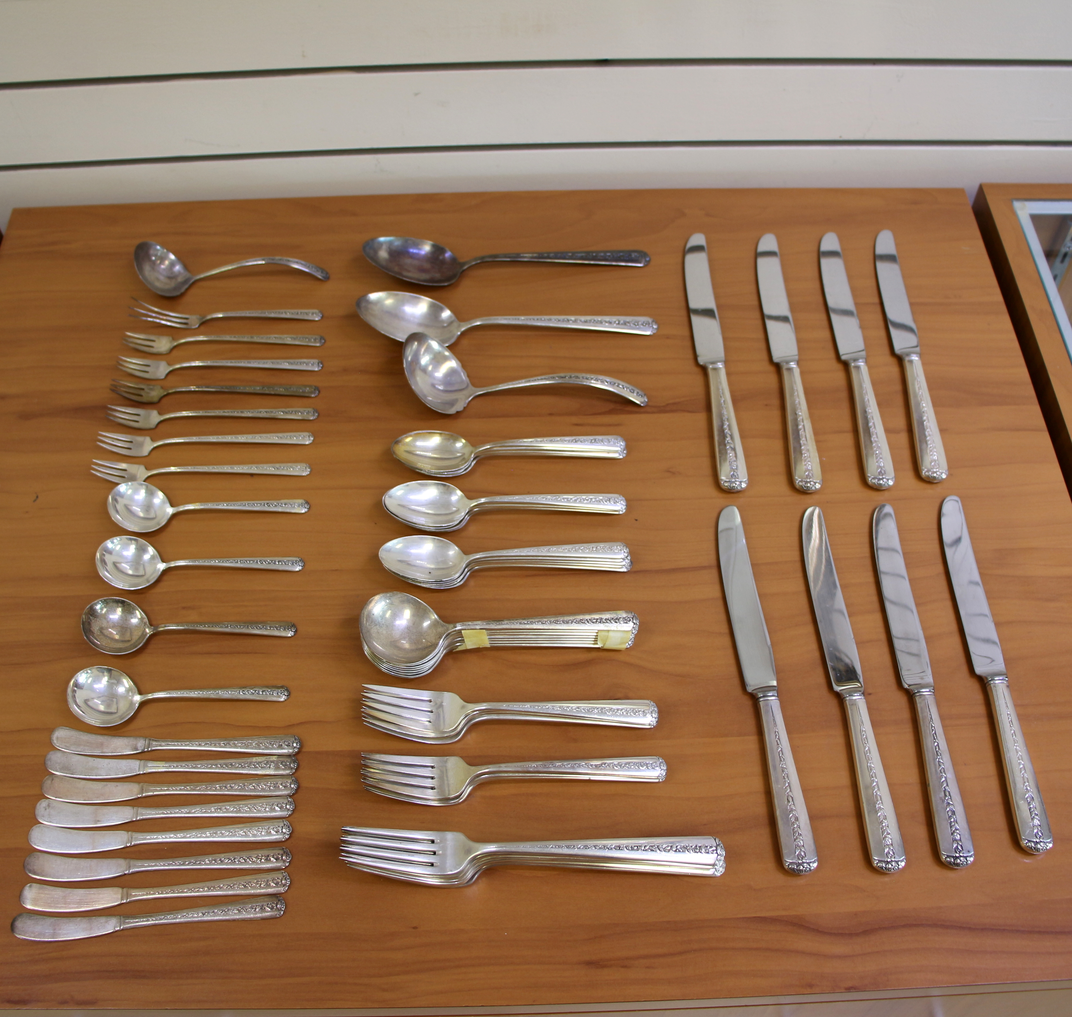 Towle Rambler Rose Sterling Silver Flatware Set of 68
