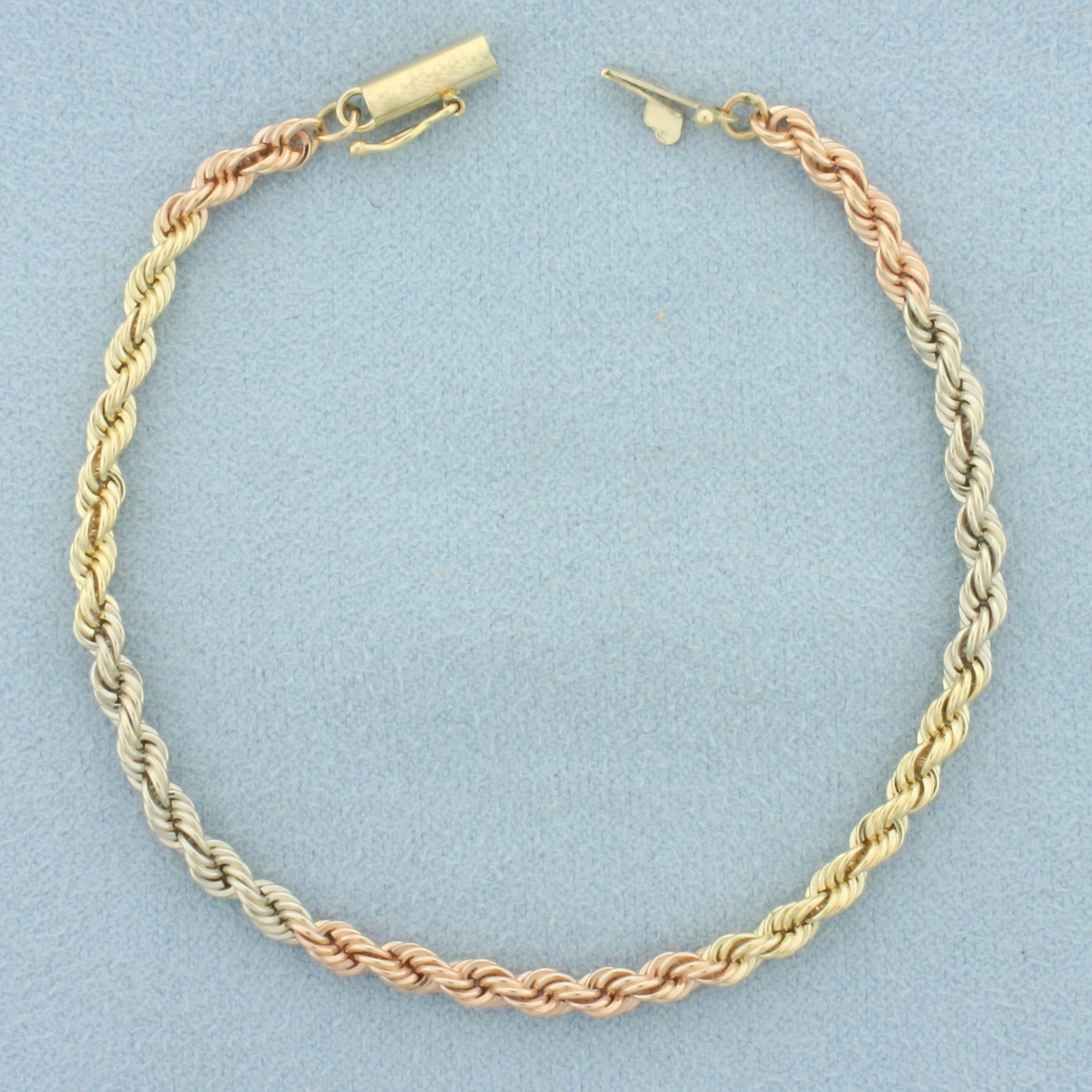 Tri Color Rope Bracelet in 14k Yellow, White and Rose Gold | Property Room