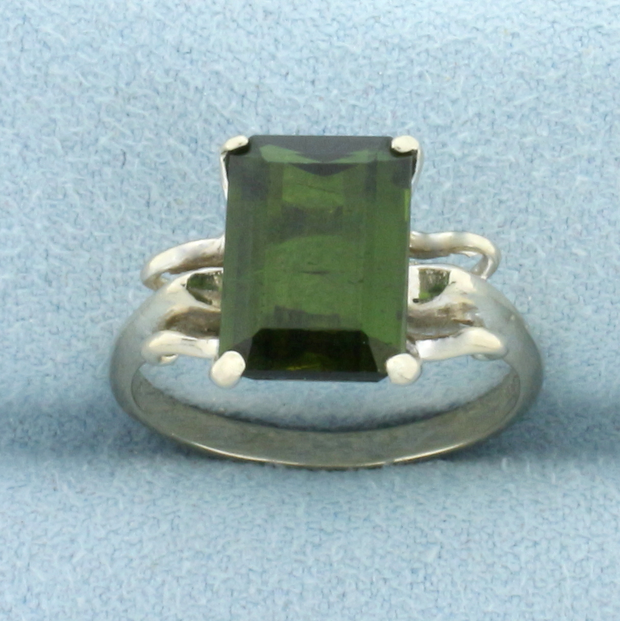 Tsavorite Solitaire Ring in 14k White Gold