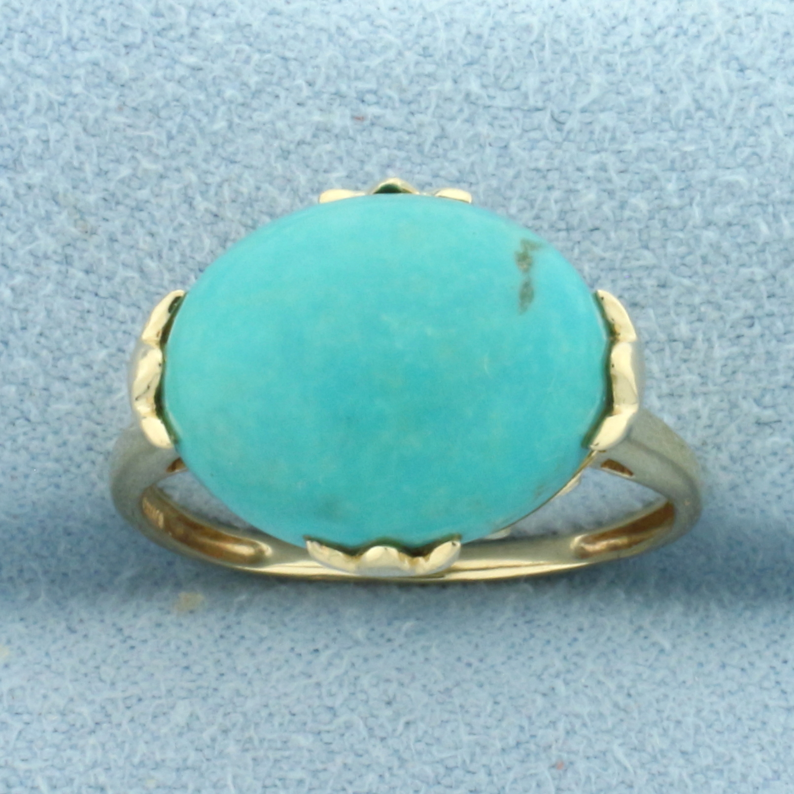 Turquoise Solitaire Ring in 14k Yellow Gold