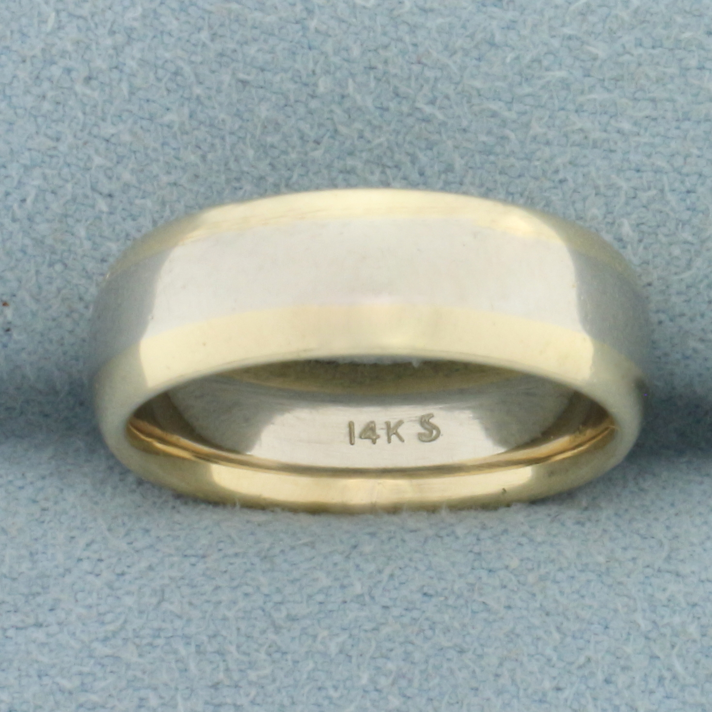 Two Tone High Polish Wedding Band Ring in 14k Yellow and White Gold