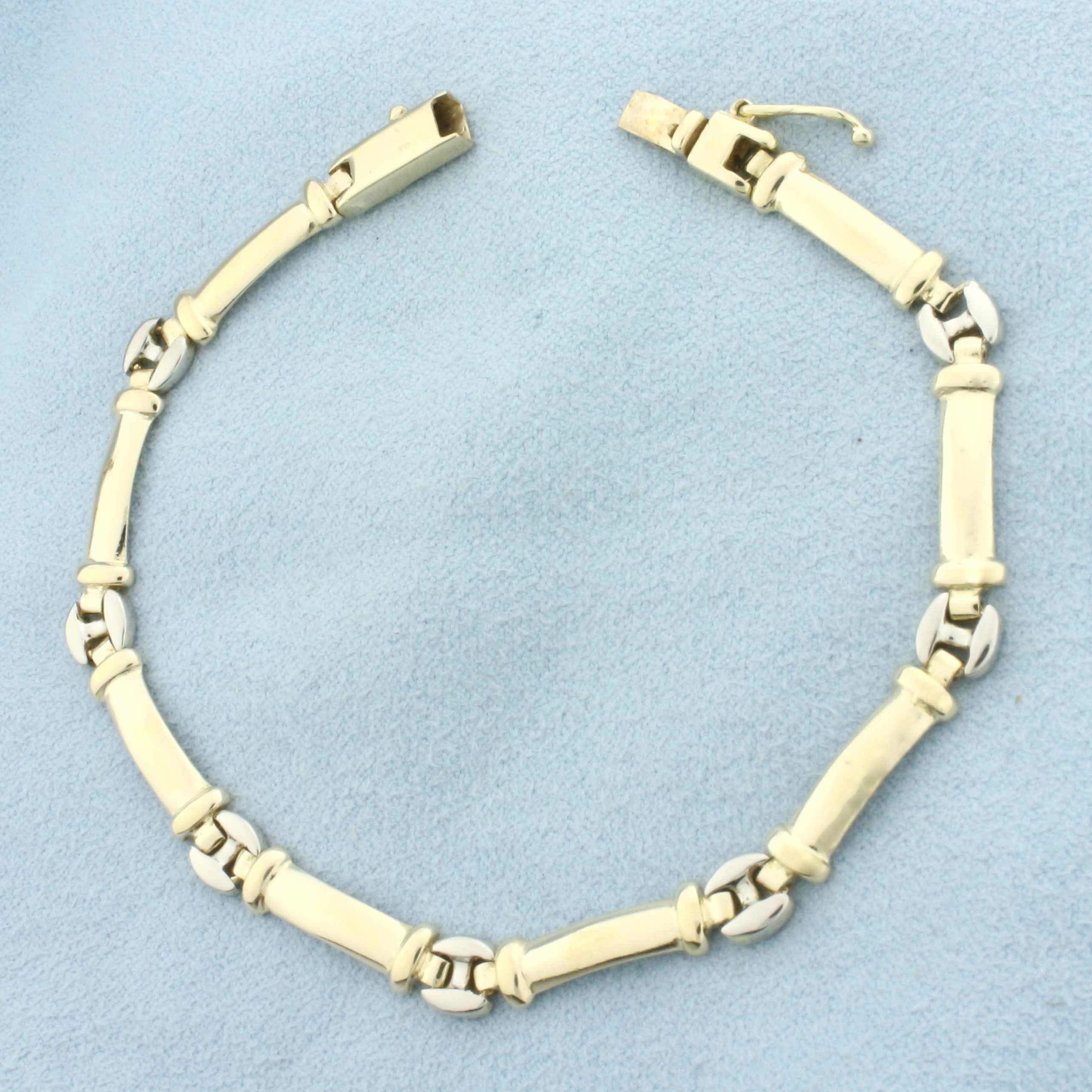Two Tone Link Bracelet in 14k Yellow and White Gold