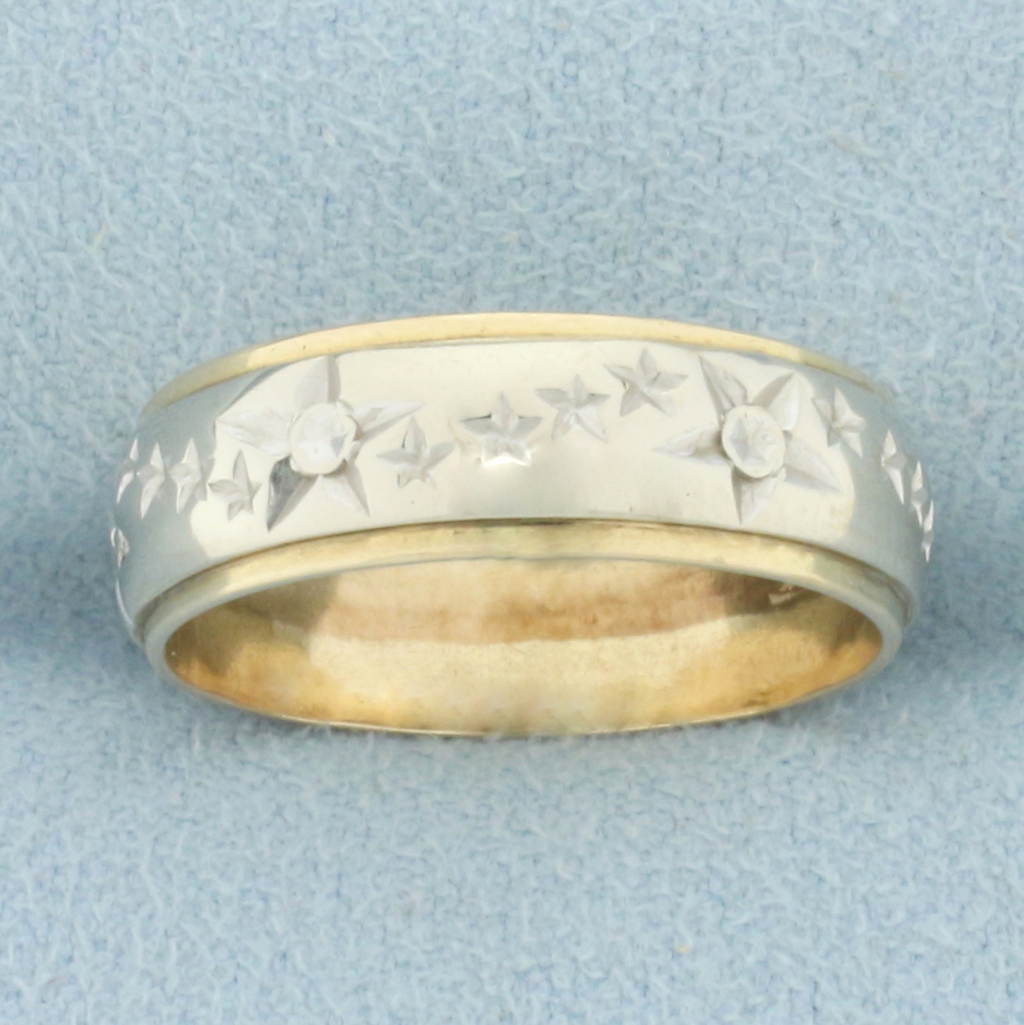 Two Tone Star Constellation Band Ring in 14k Yellow and White Gold ...
