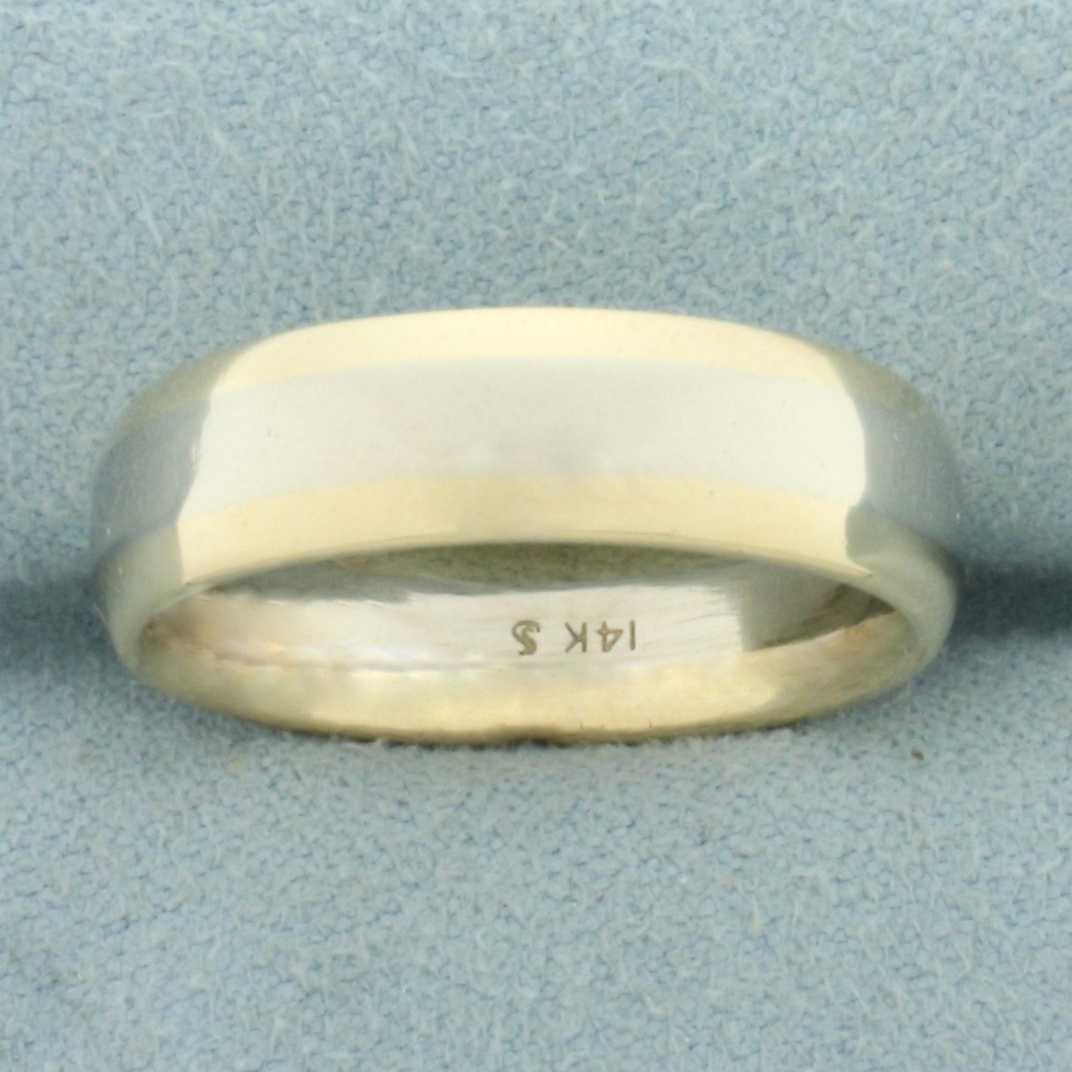 Unique Two Tone Wedding Band Ring in 14k Yellow and White Gold