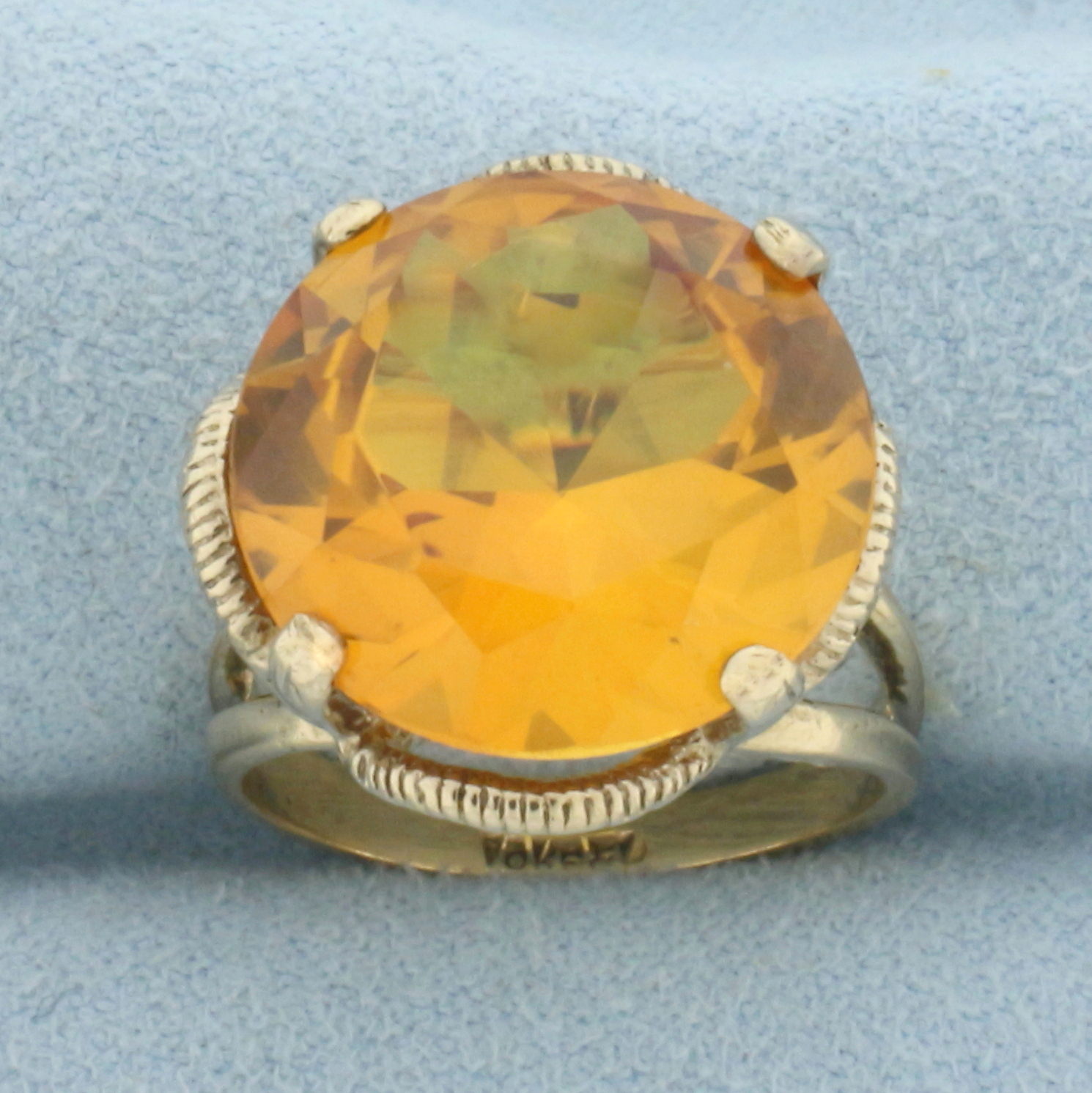 Vintage Citrine Statement Ring in 10k Yellow Gold