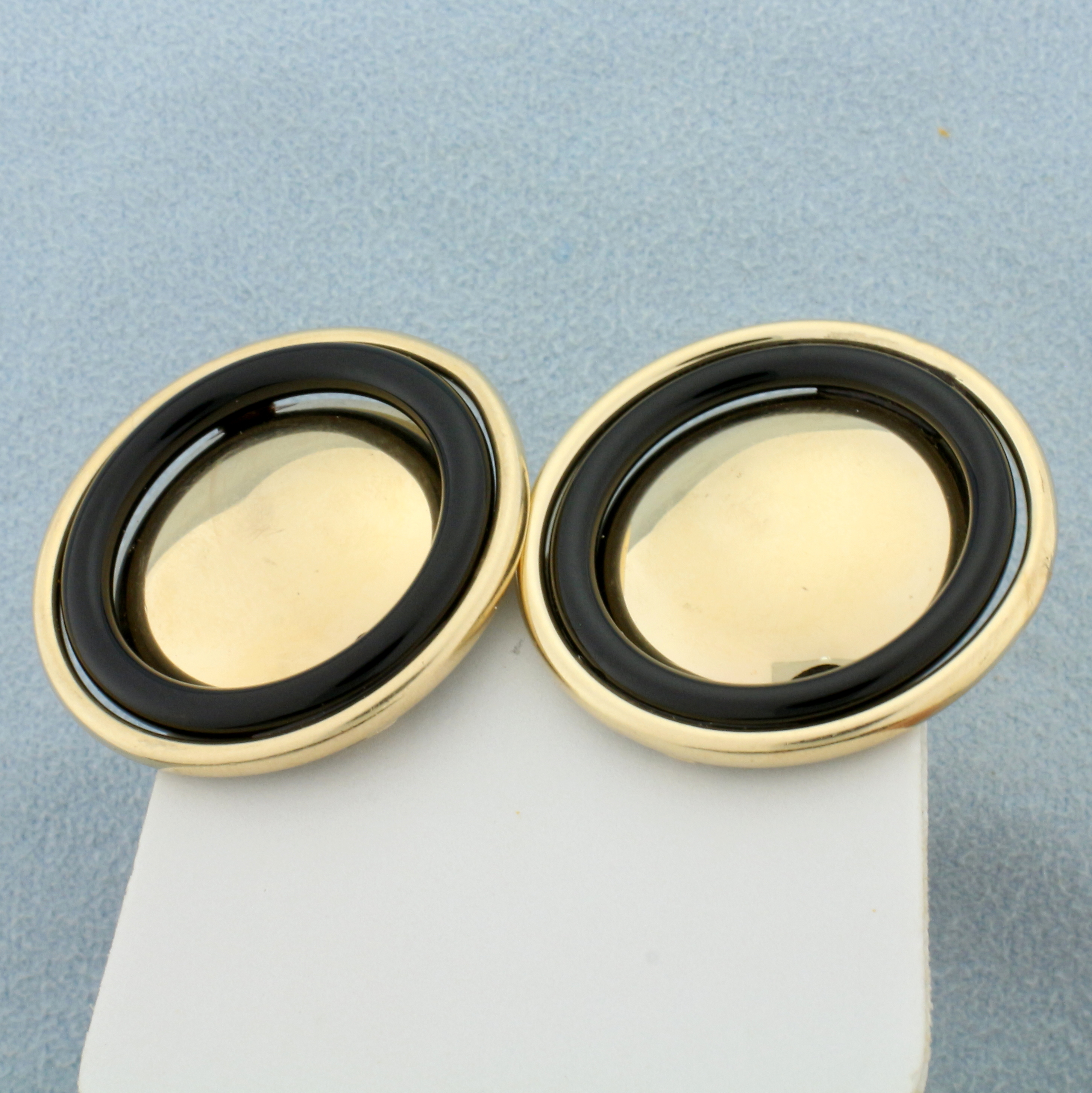 Vintage Designer Button Earrings in 14K Yellow Gold