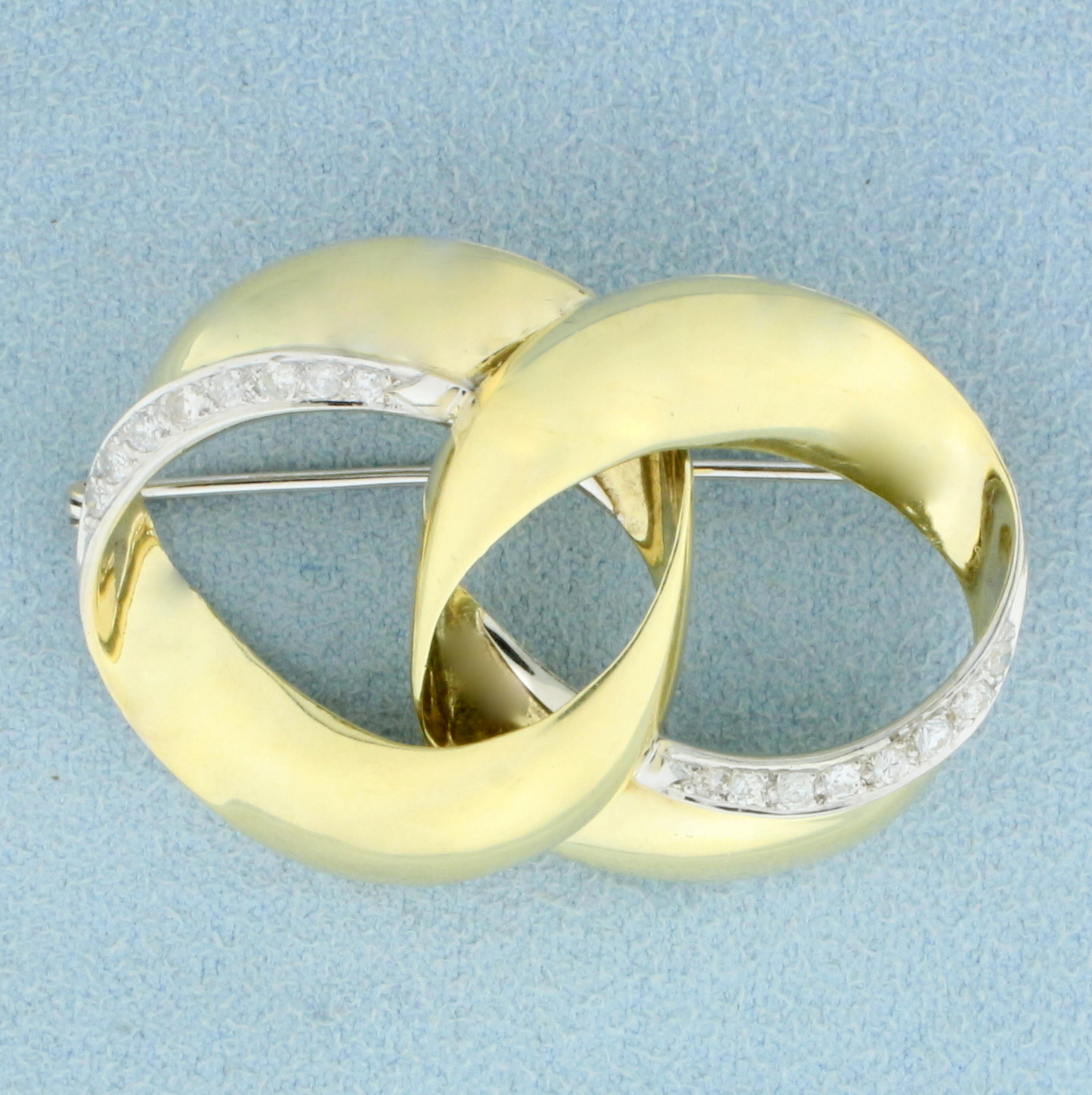 Vintage Diamond Double Circle Pin in 14K Yellow Gold | Property Room