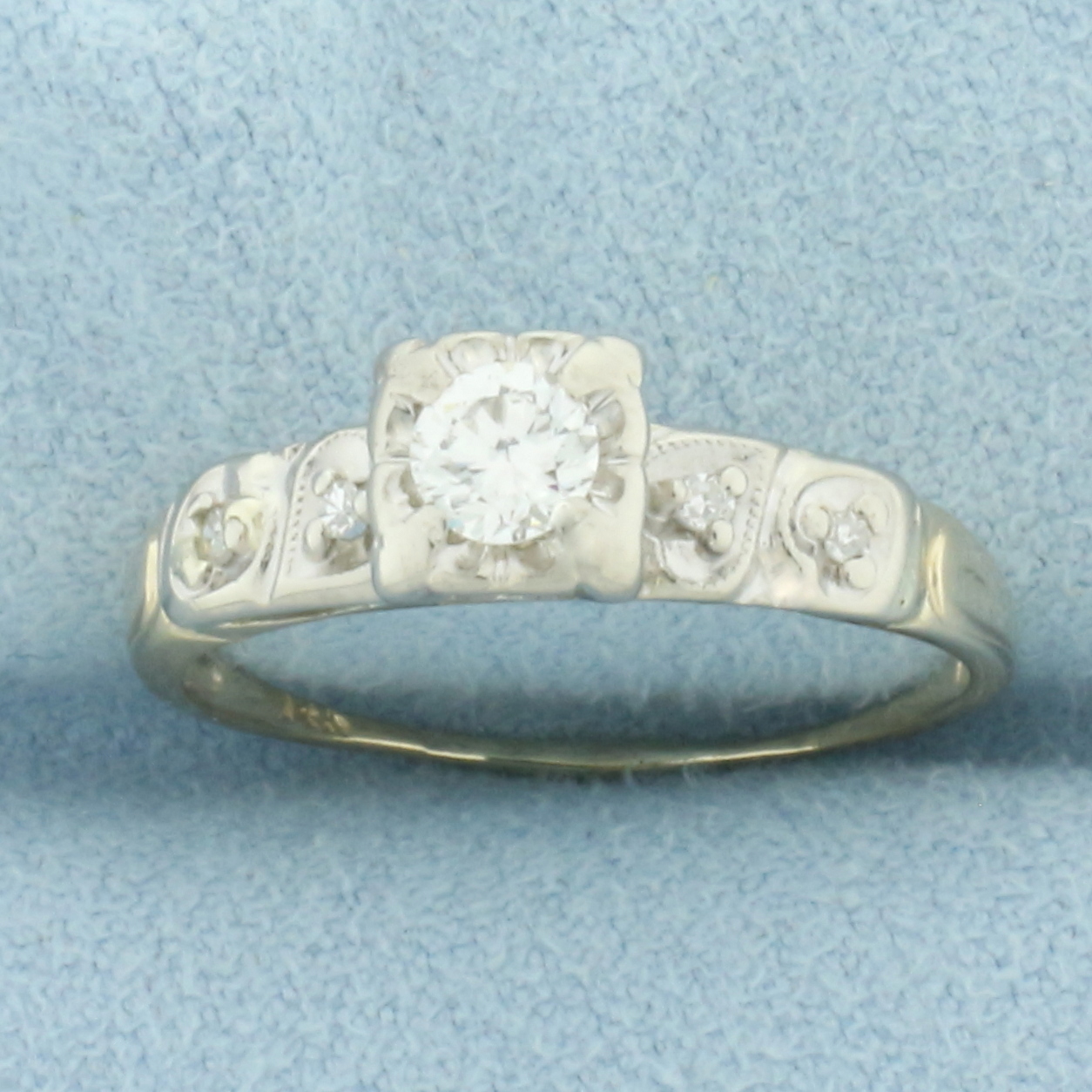 Vintage Diamond Engagement Ring in 14k Yellow and White Gold