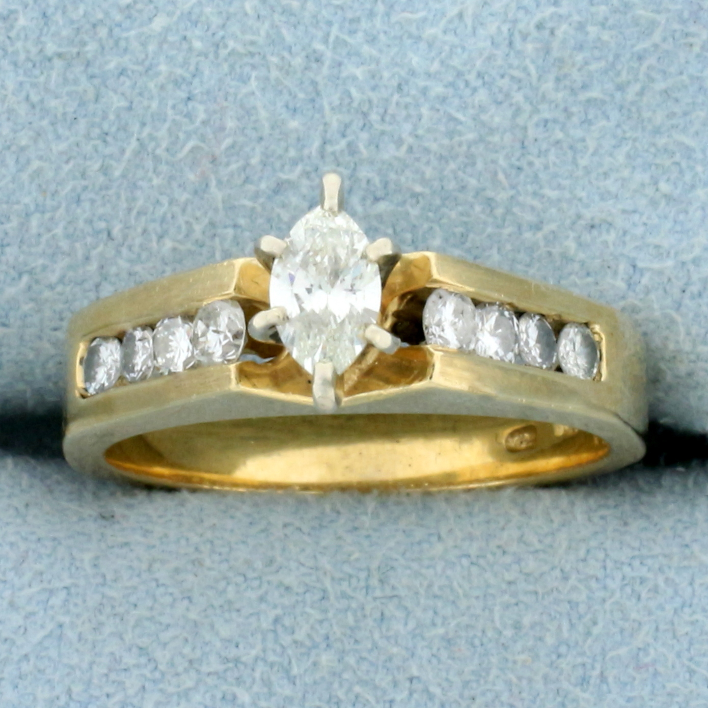 Vintage Diamond Marquise Engagement Ring in 14k Yellow Gold