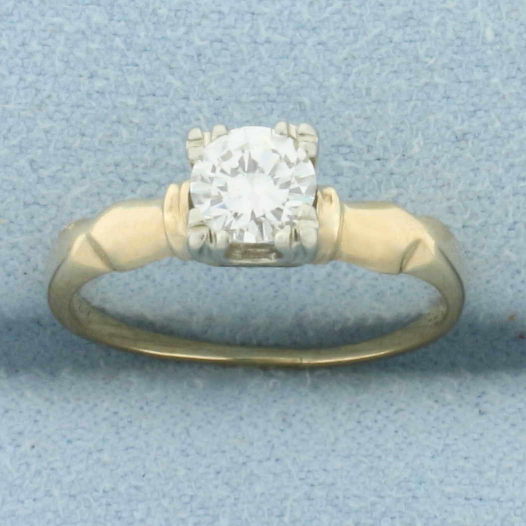 Vintage Diamond Solitaire Engagement Ring in 14k Yellow Gold