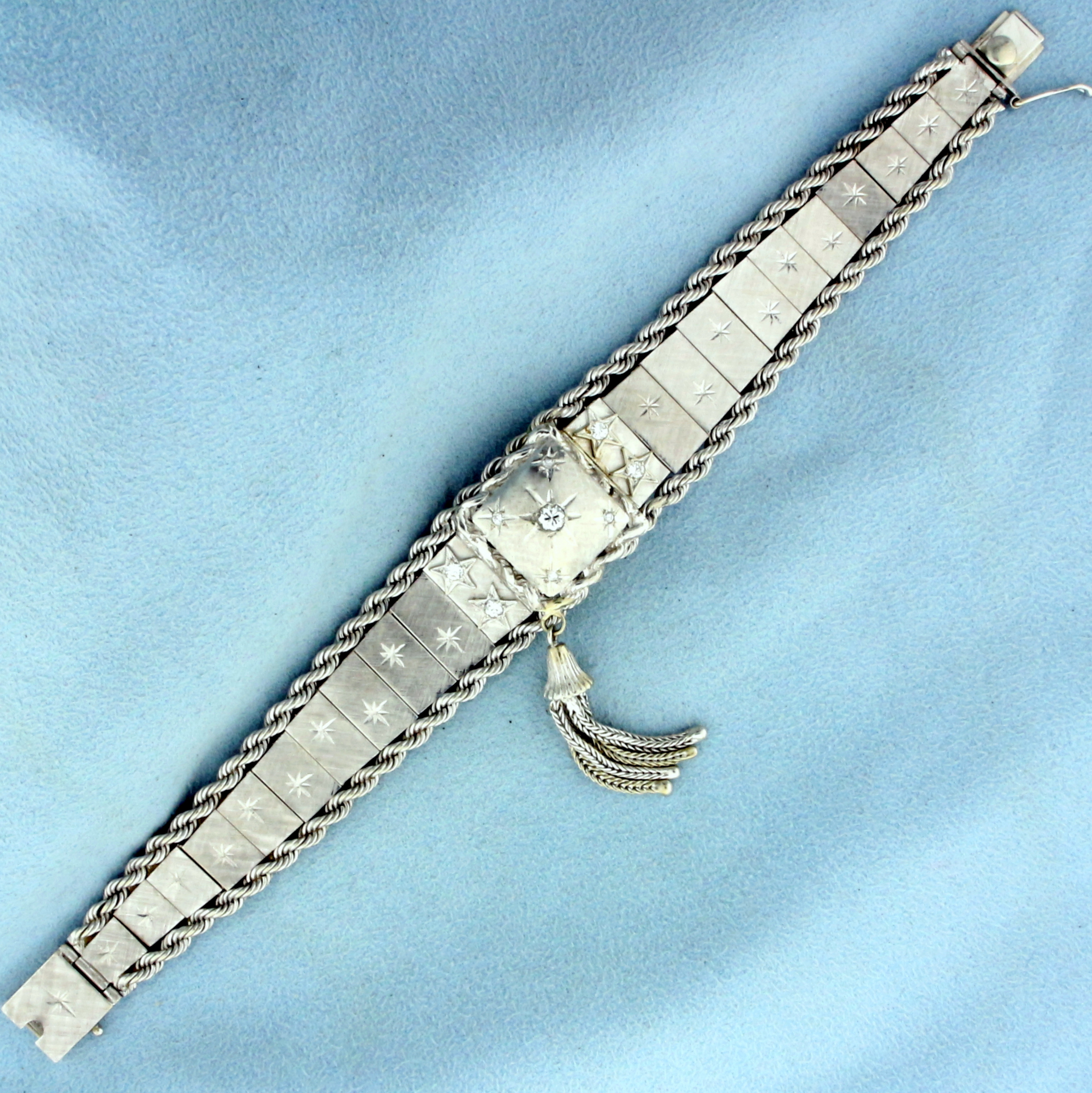 Vintage Diamond Windup Concealed Watch in 14K White Gold