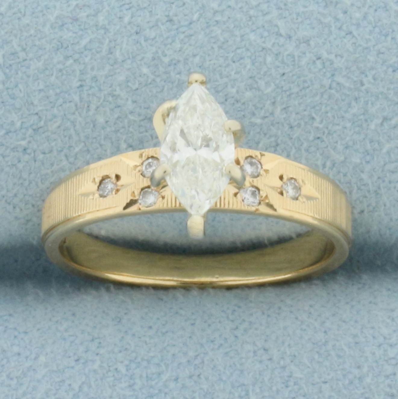 Vintage Marquise Diamond Engagement Ring in 14k Yellow Gold