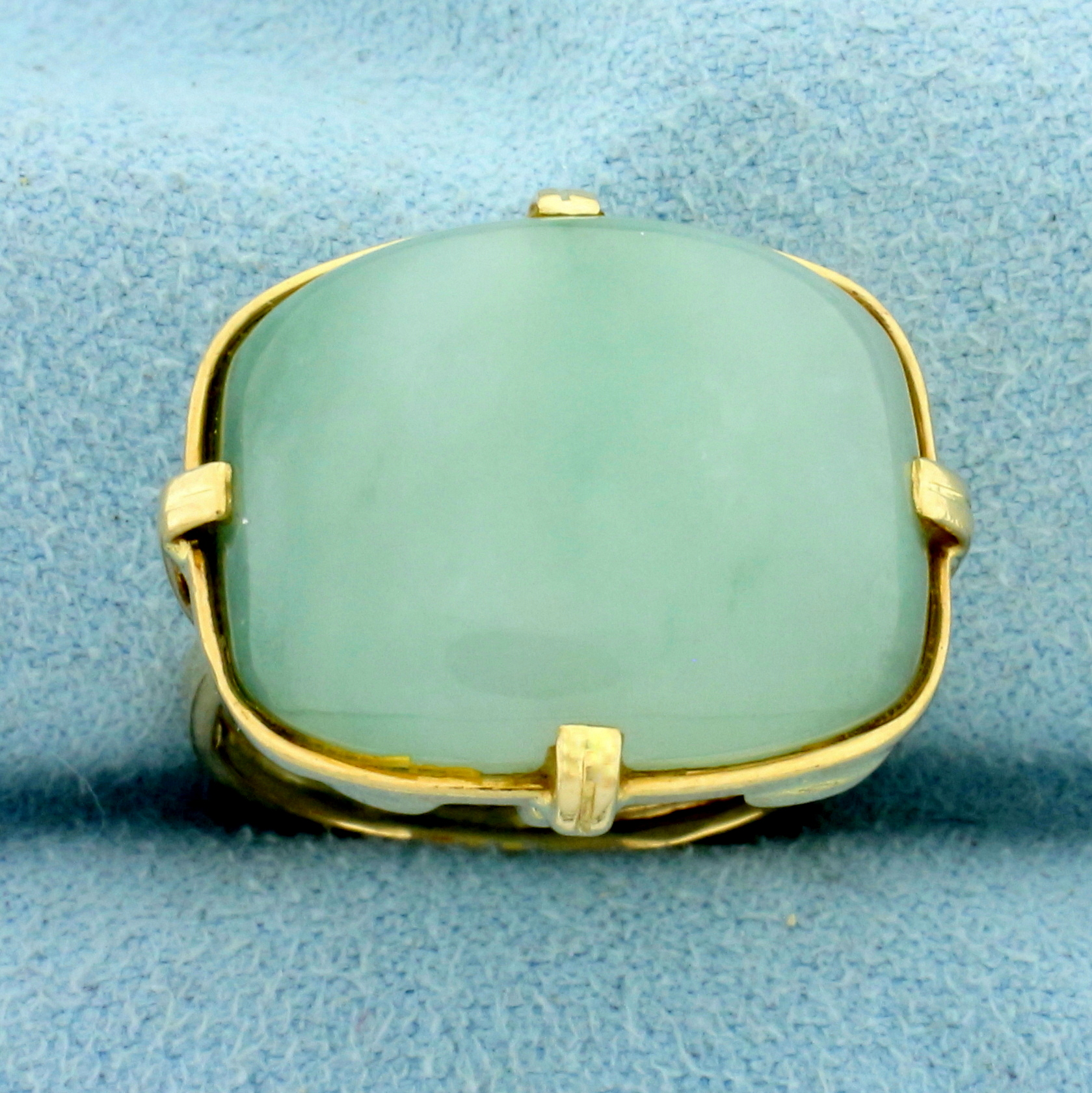 Vintage Natural Jade Statement Ring in 14k Yellow Gold