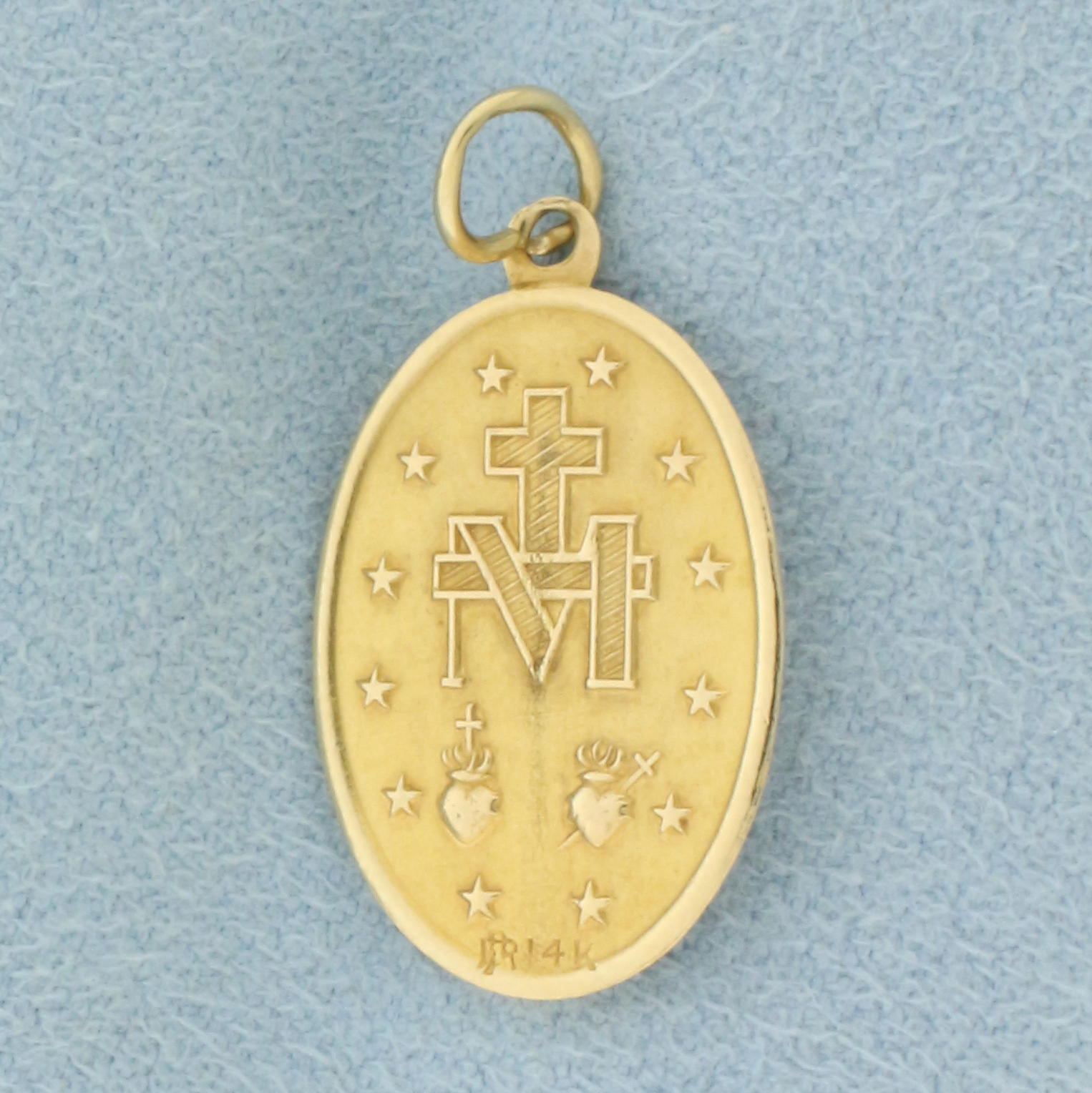 Virgin Mary Miraculous Medal Pendant or Charm in 14k Yellow Gold ...