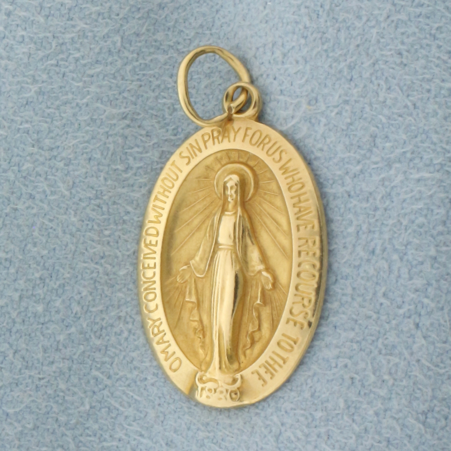 Virgin Mary Miraculous Medal Pendant or Charm in 14k Yellow Gold ...