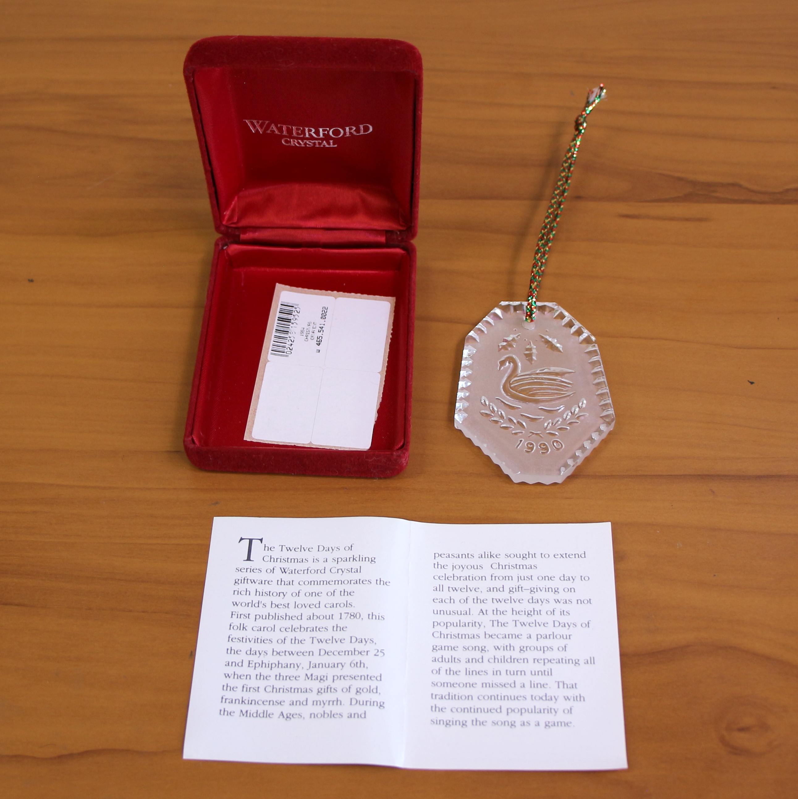 Waterford Crystal 1990 Twelve Days of  Christmas Ornament