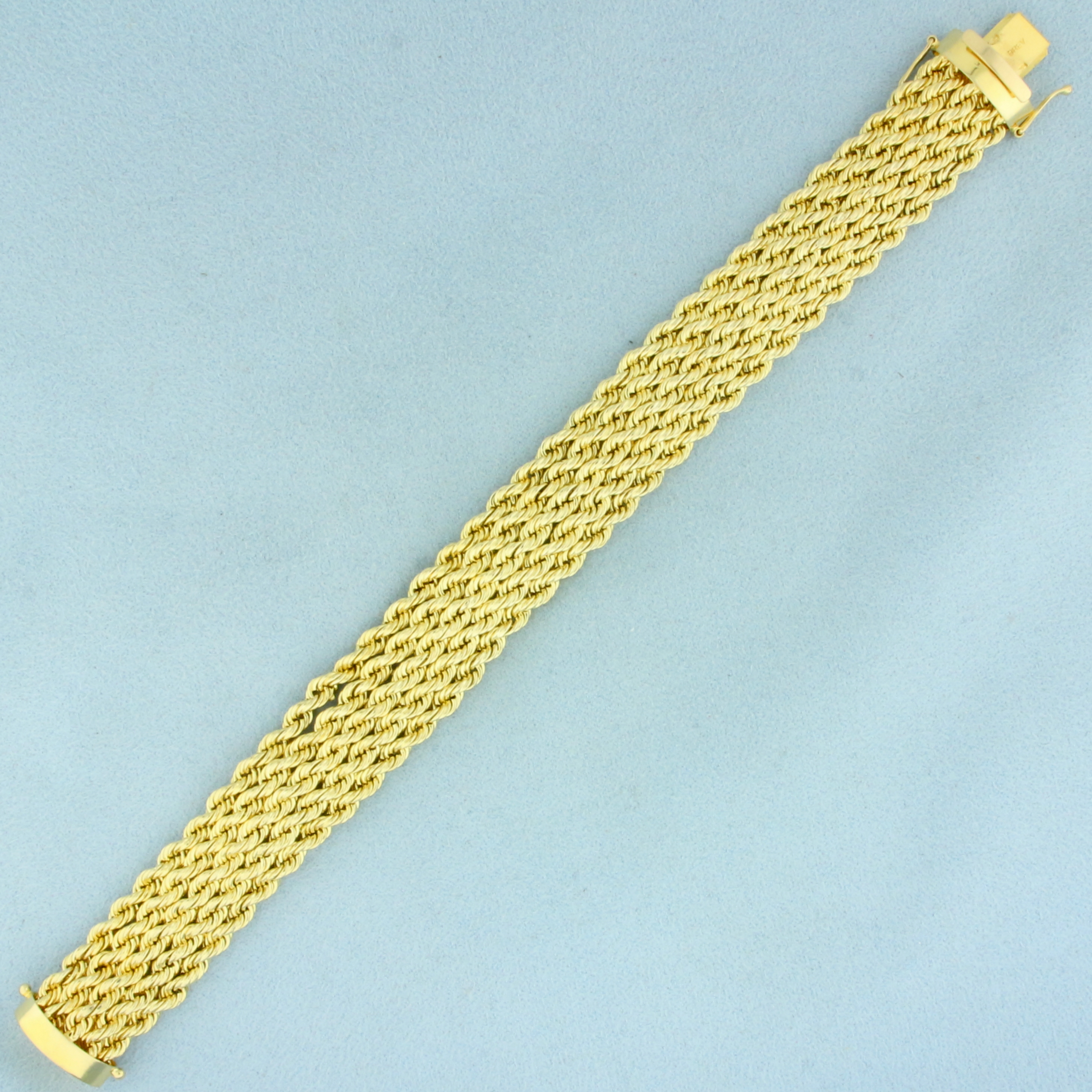 Wide Rope Bracelet in 14k Yellow Gold